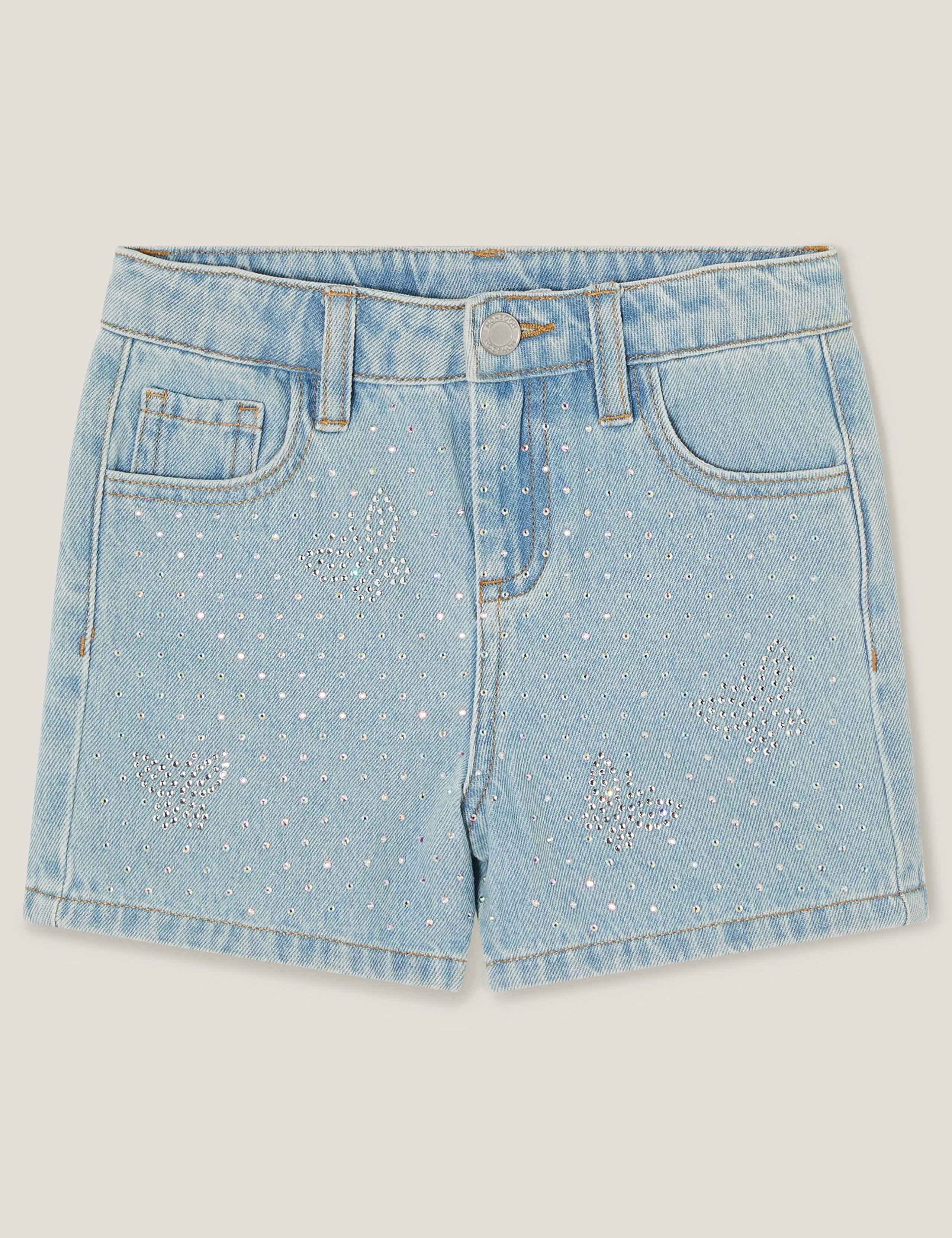 Denim Diamante Butterfly Shorts (3-15 Yrs)