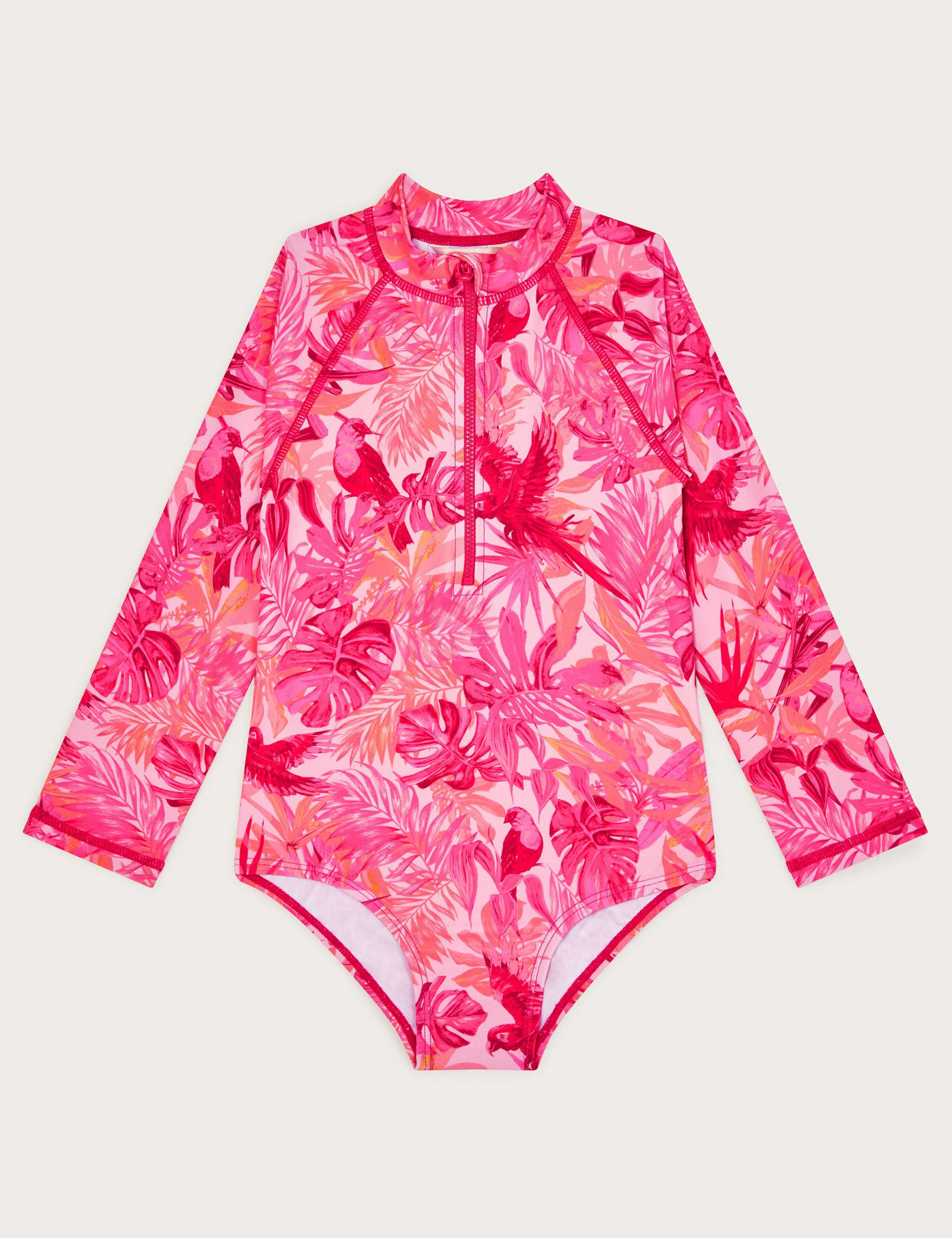Floral Bird Print Long Sleeve Swimsuit (3-13 Yrs)