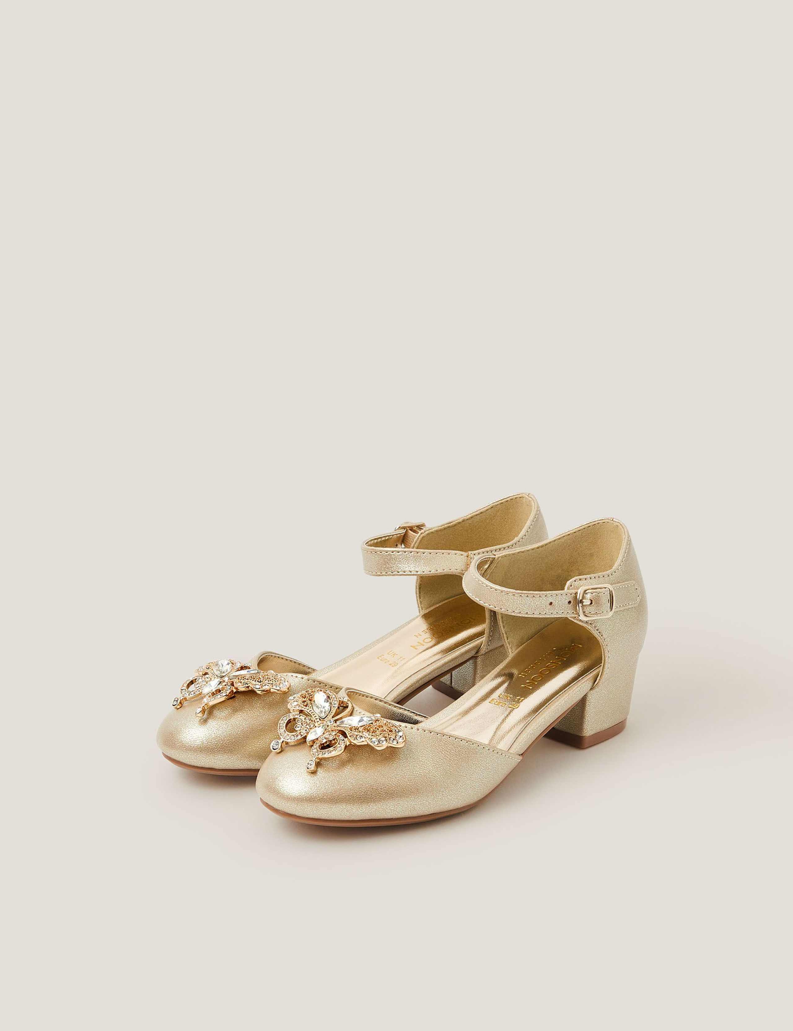 Kids' Metallic Butterfly Party Shoes (7 Small-4 Large)