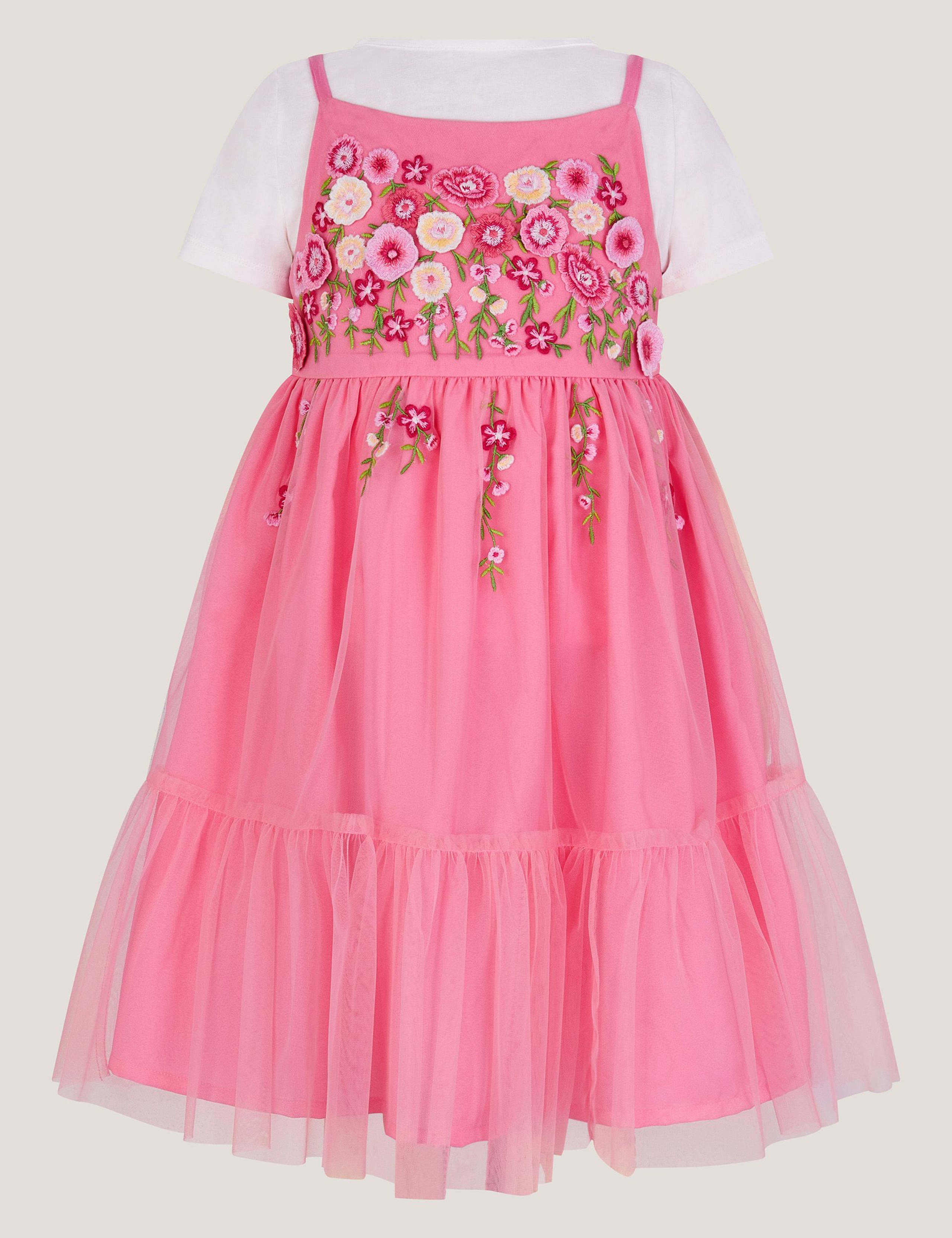 2pc Floral Tulle Tiered Dress & T-Shirt Set (3-13 Yrs)
