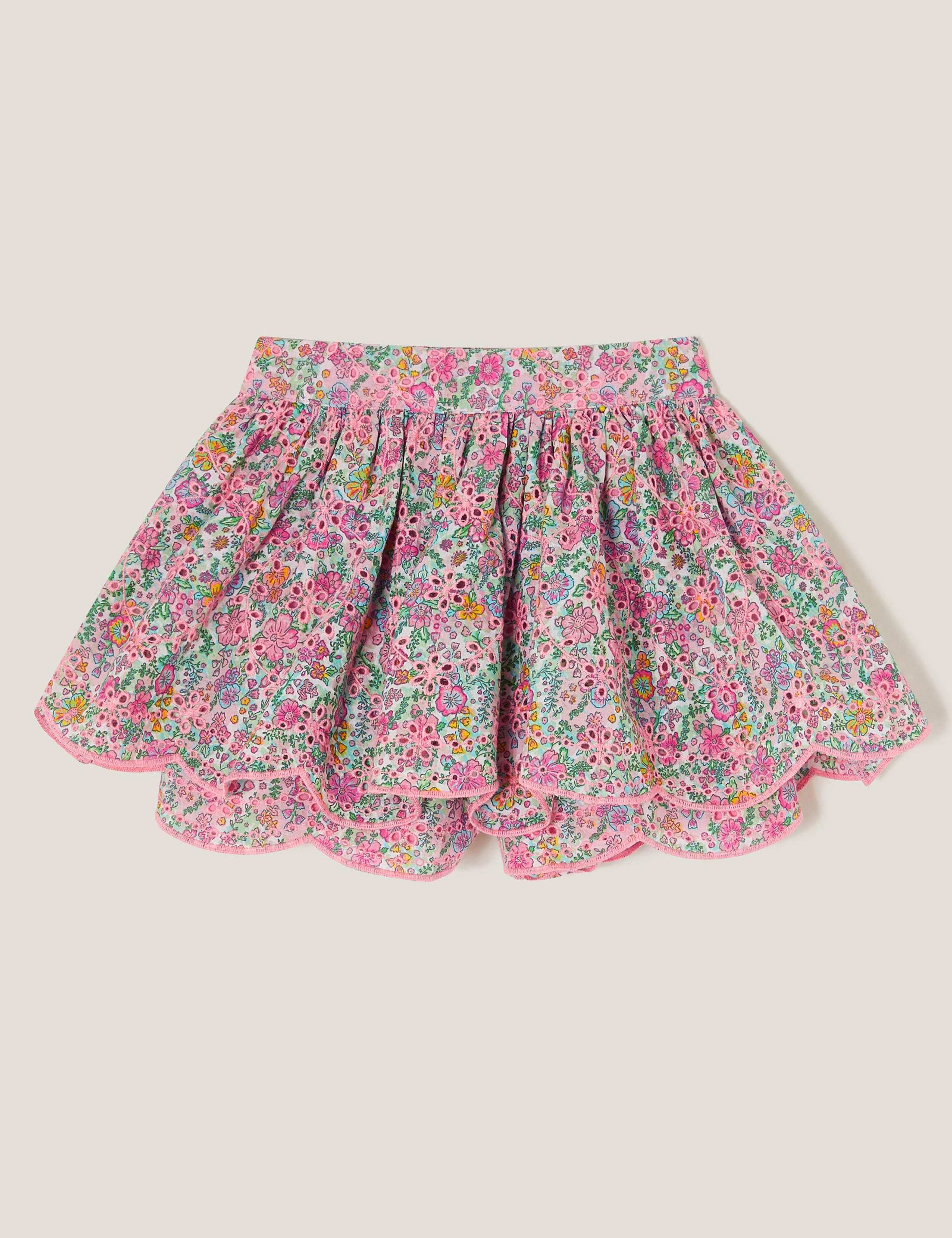 Pure Cotton Floral Broderie Skort (3-13 Yrs)