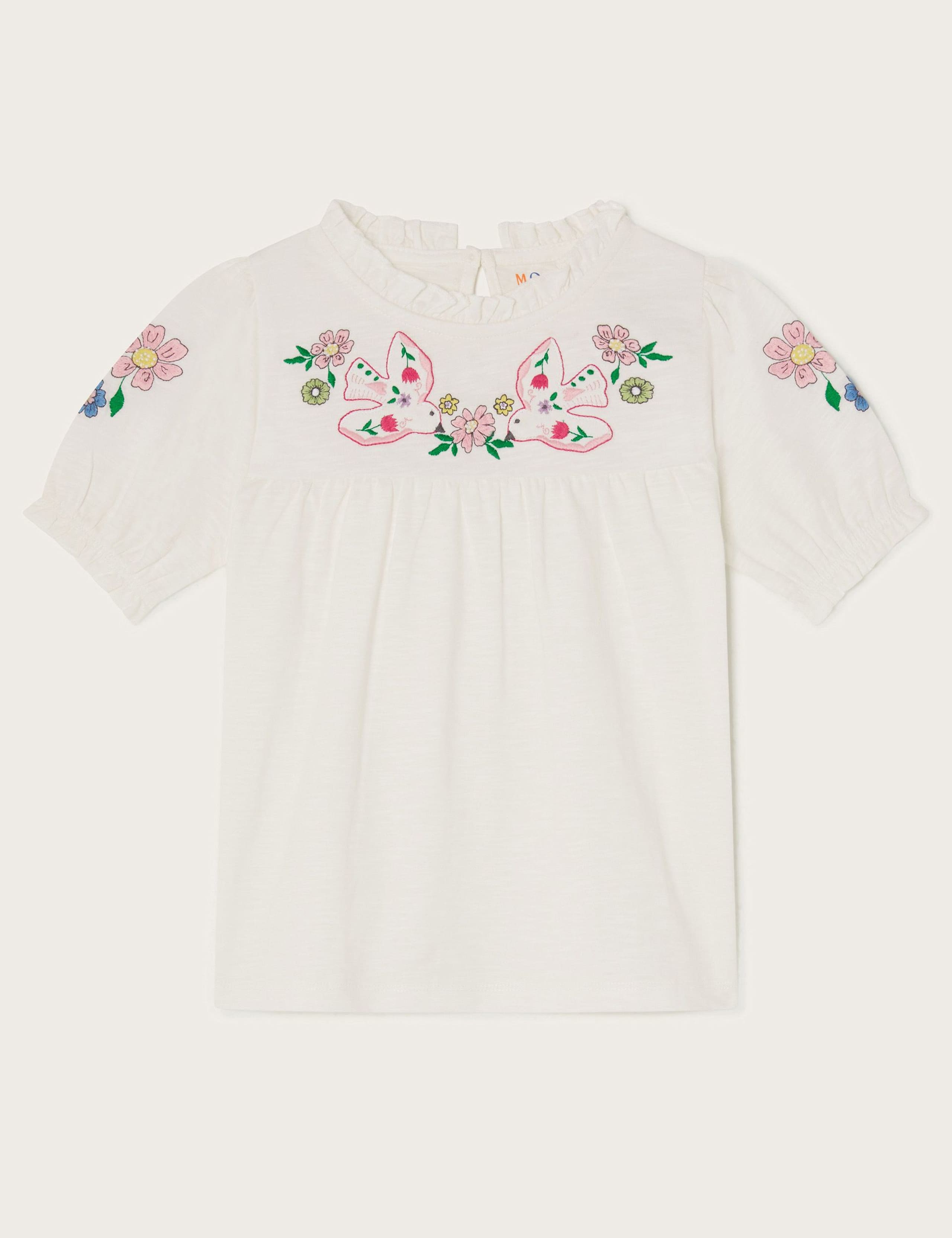 Pure Cotton Embroidered Bird T-Shirt (3-13 Yrs)