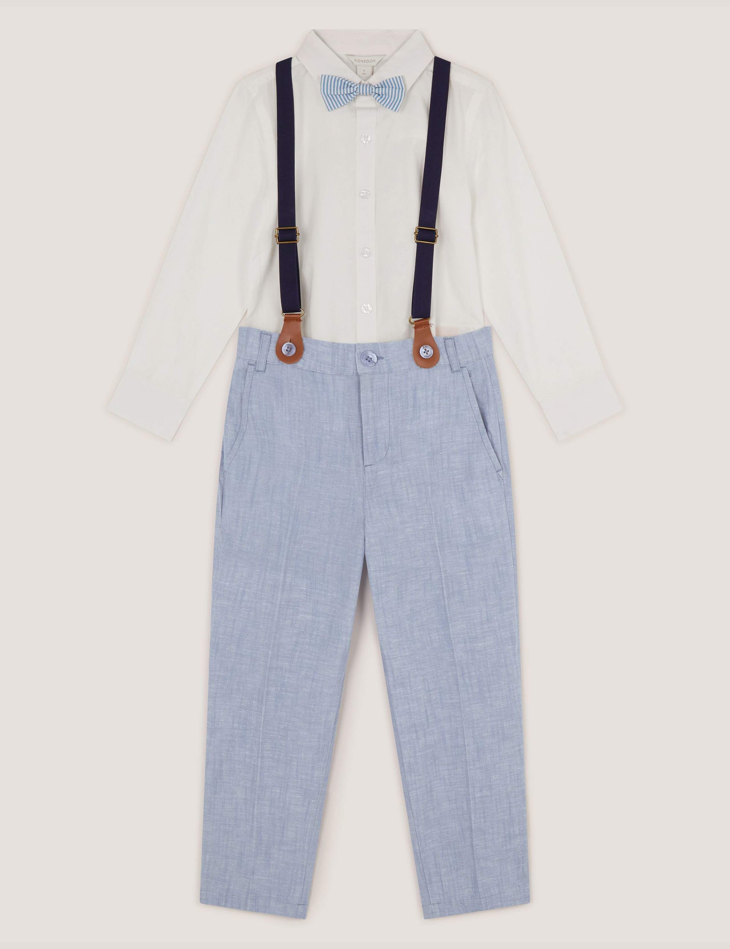 4 Piece Braces Shirt & Trousers Suit Set (6 Mths-13 Yrs)