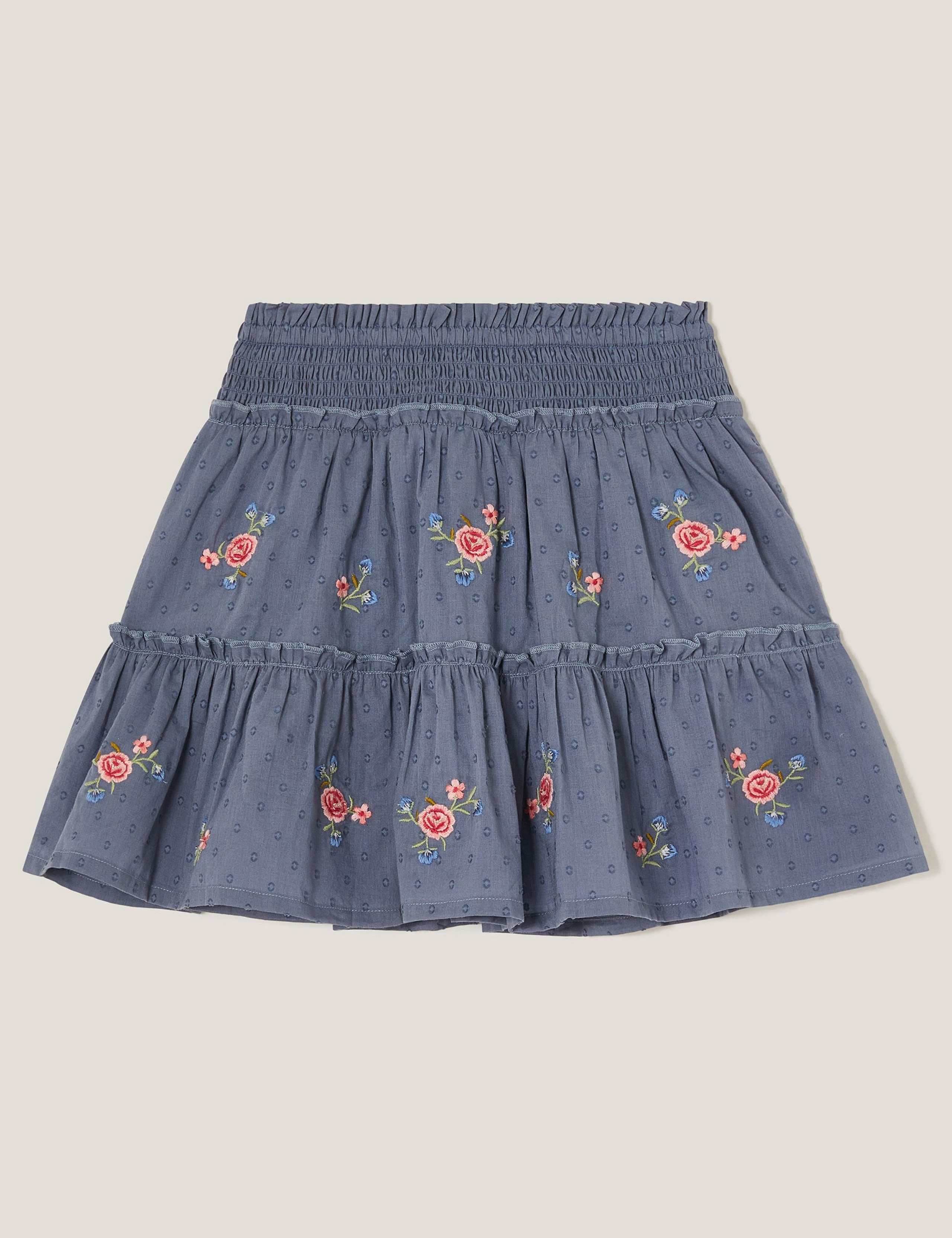 Pure Cotton Floral Embroidered Skirt (2-13 Yrs)