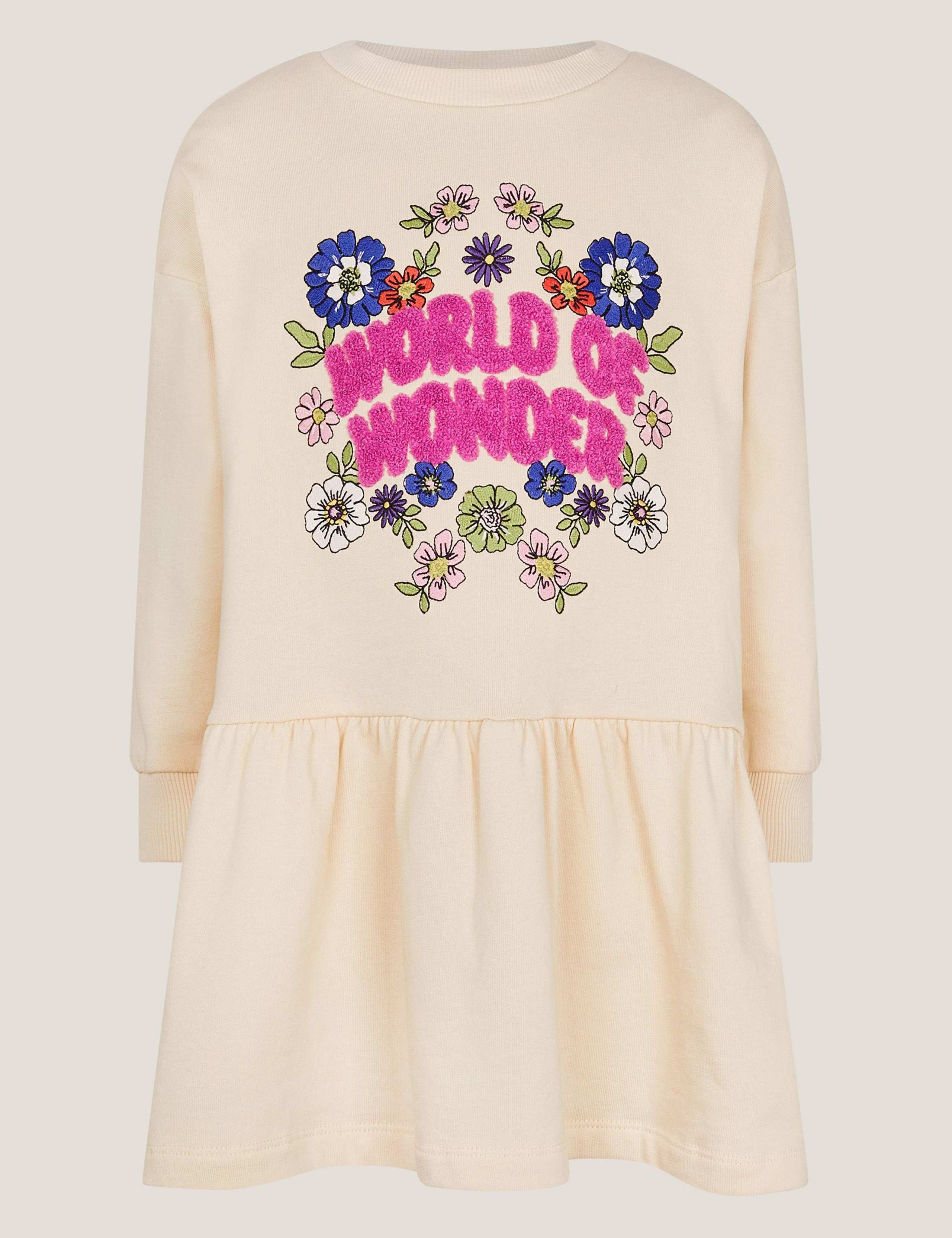 Pure Cotton Floral Slogan Sweatshirt Dress (3-13 Yrs)