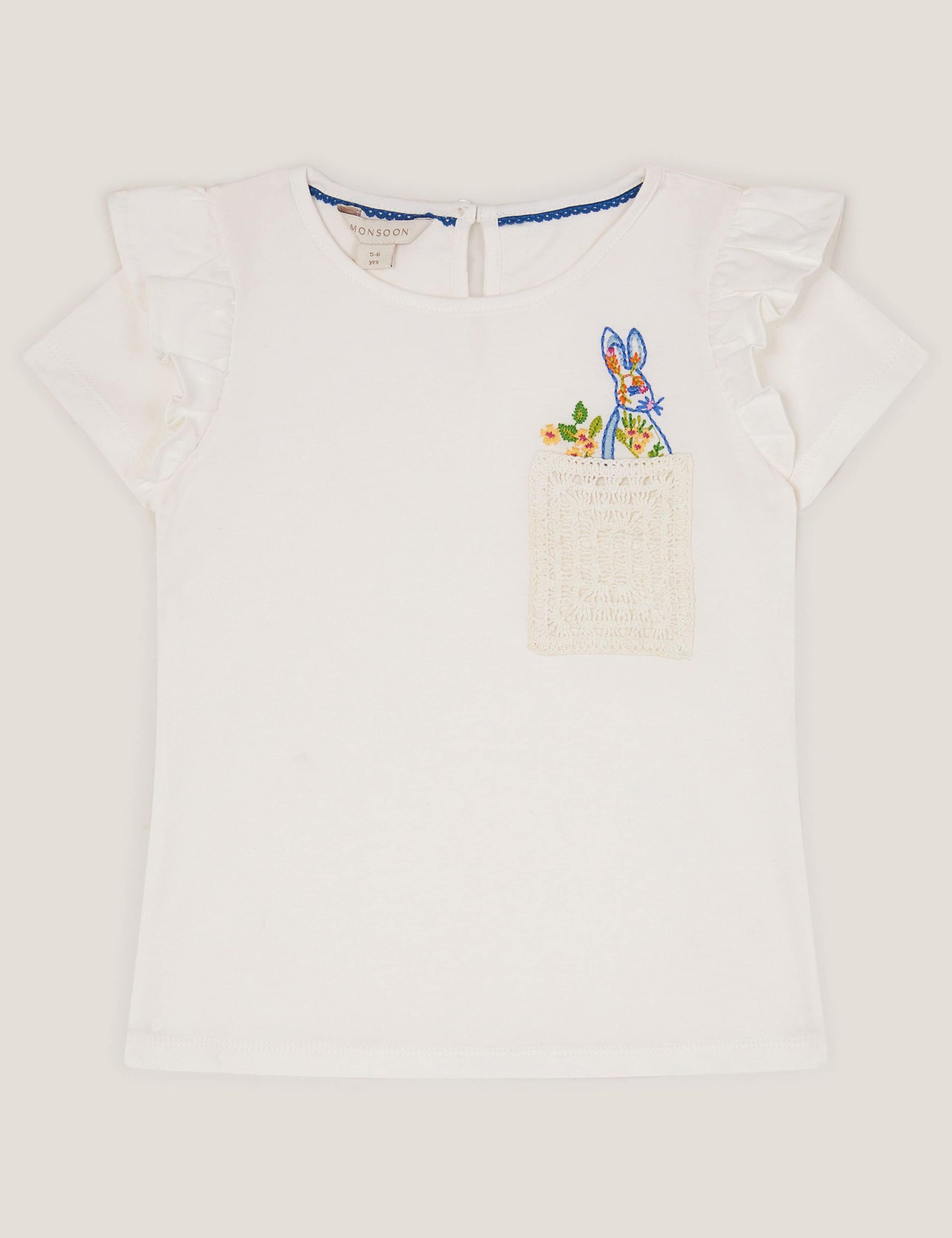 Pure Cotton Bunny Pocket Frill T-Shirt (3-13 Yrs)