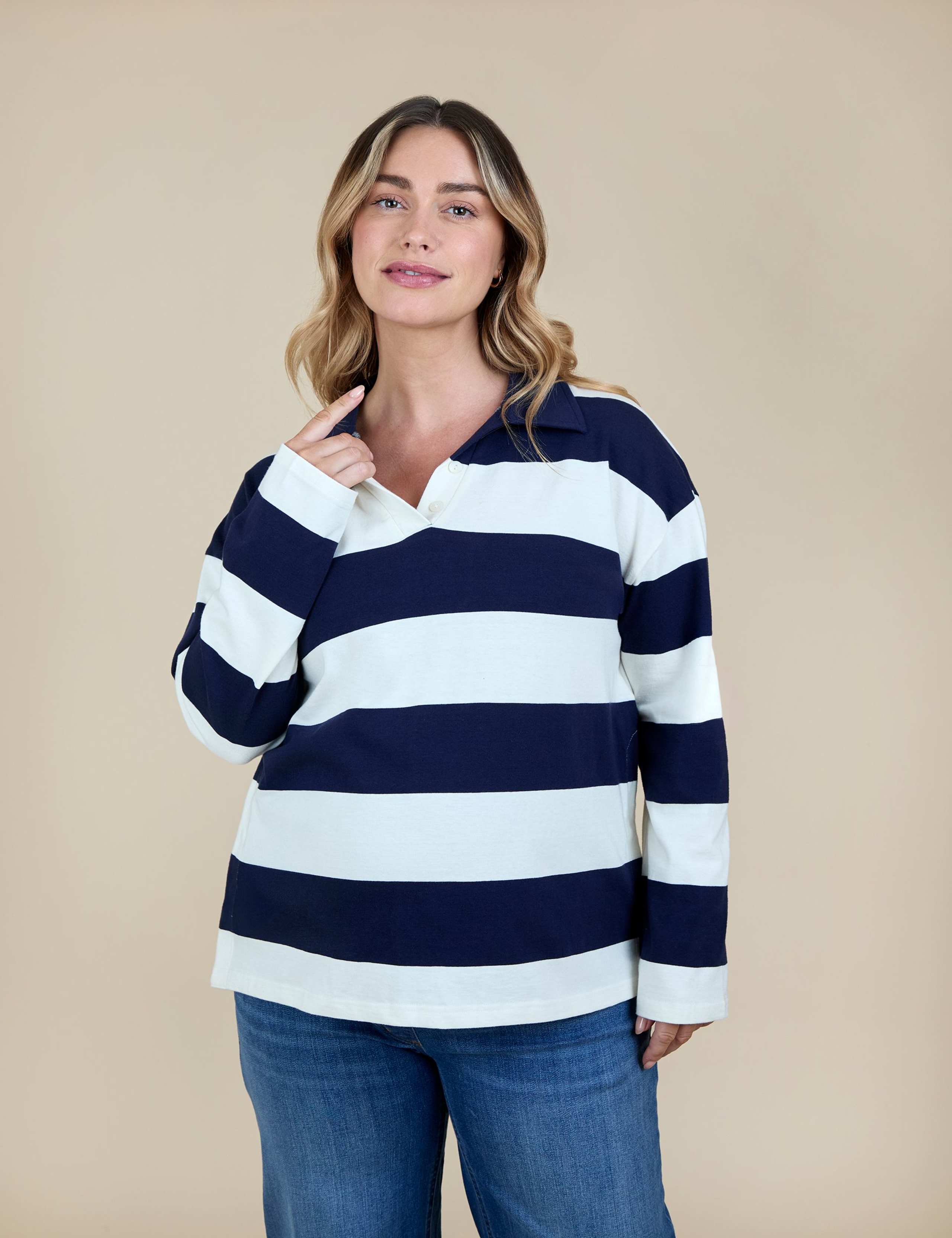 Maternity Pure Cotton Striped Rugby Top