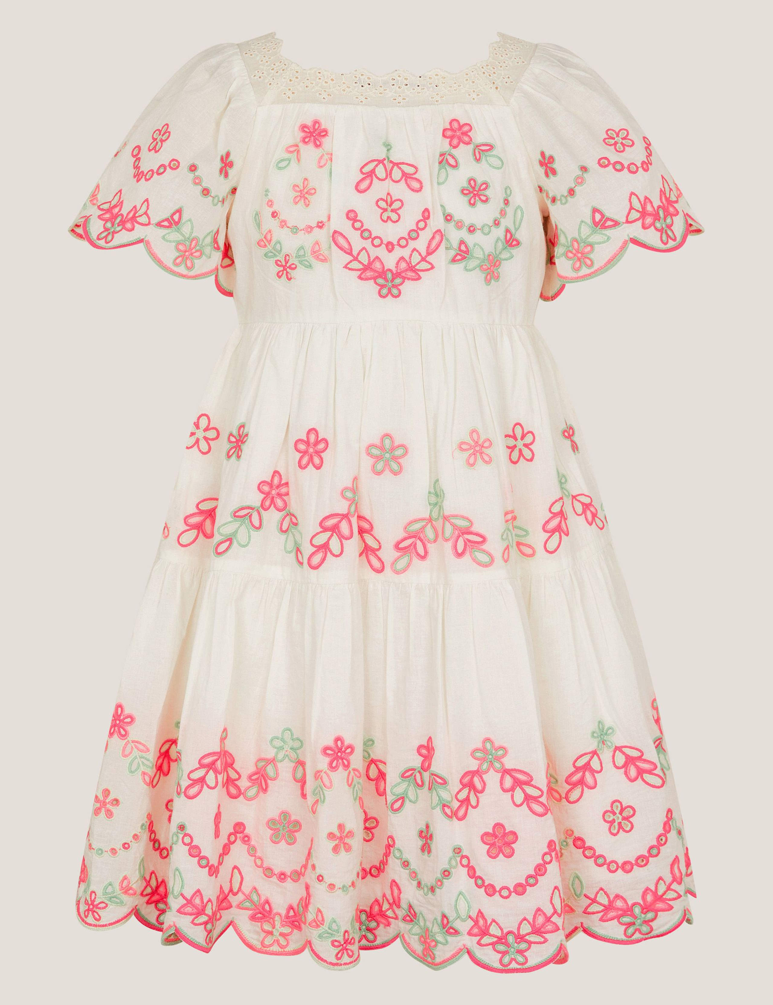 Pure Cotton Broderie Dress (3-13 Yrs)