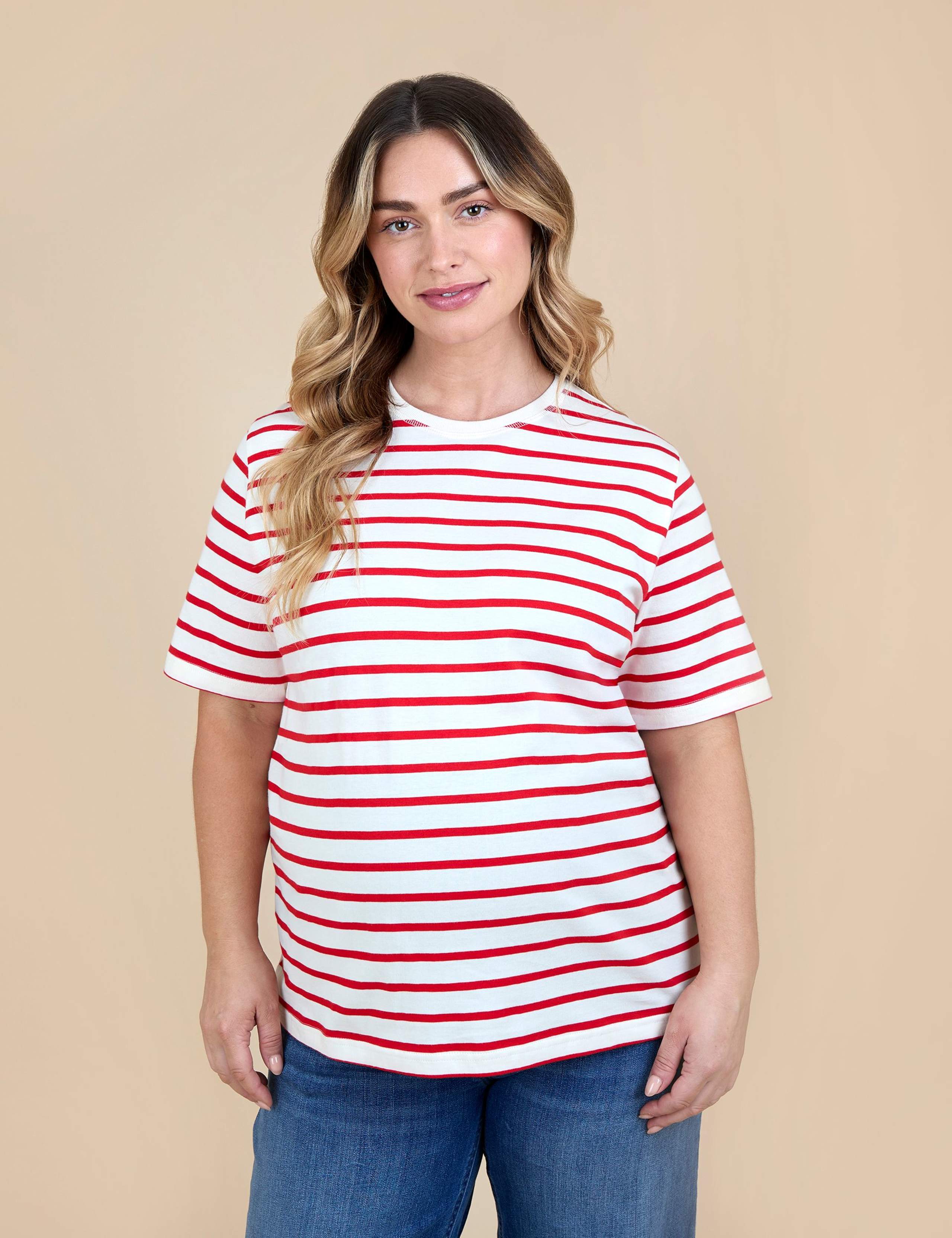 Maternity Pure Cotton Striped T-Shirt