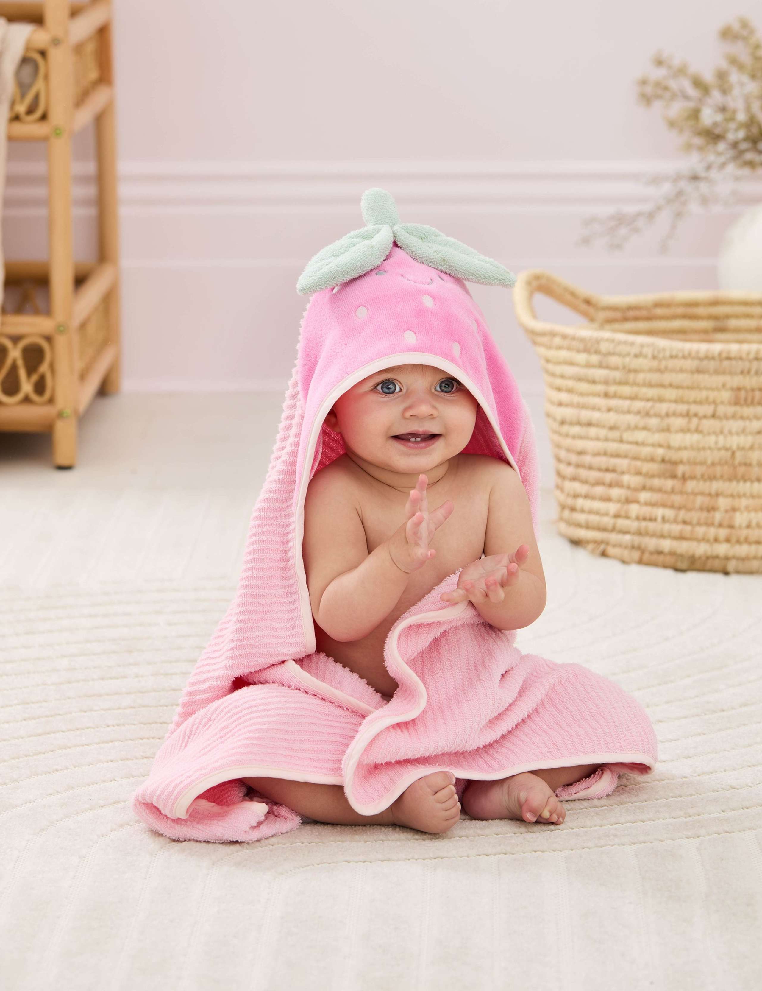Pure Cotton Strawberry Hooded Towel