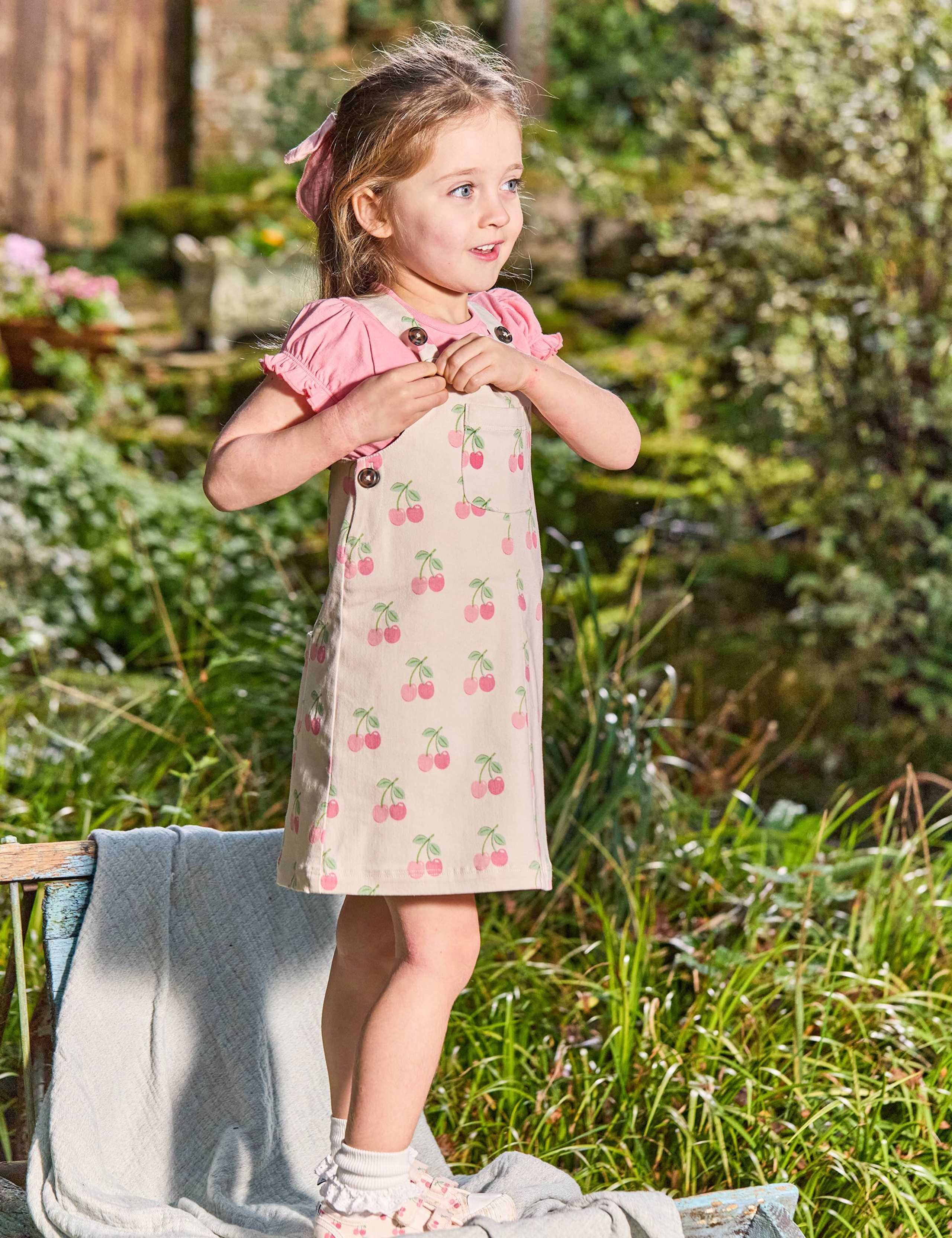 2pc Pure Cotton Cherry Dungaree Outfit (6 Mths-5 Yrs)