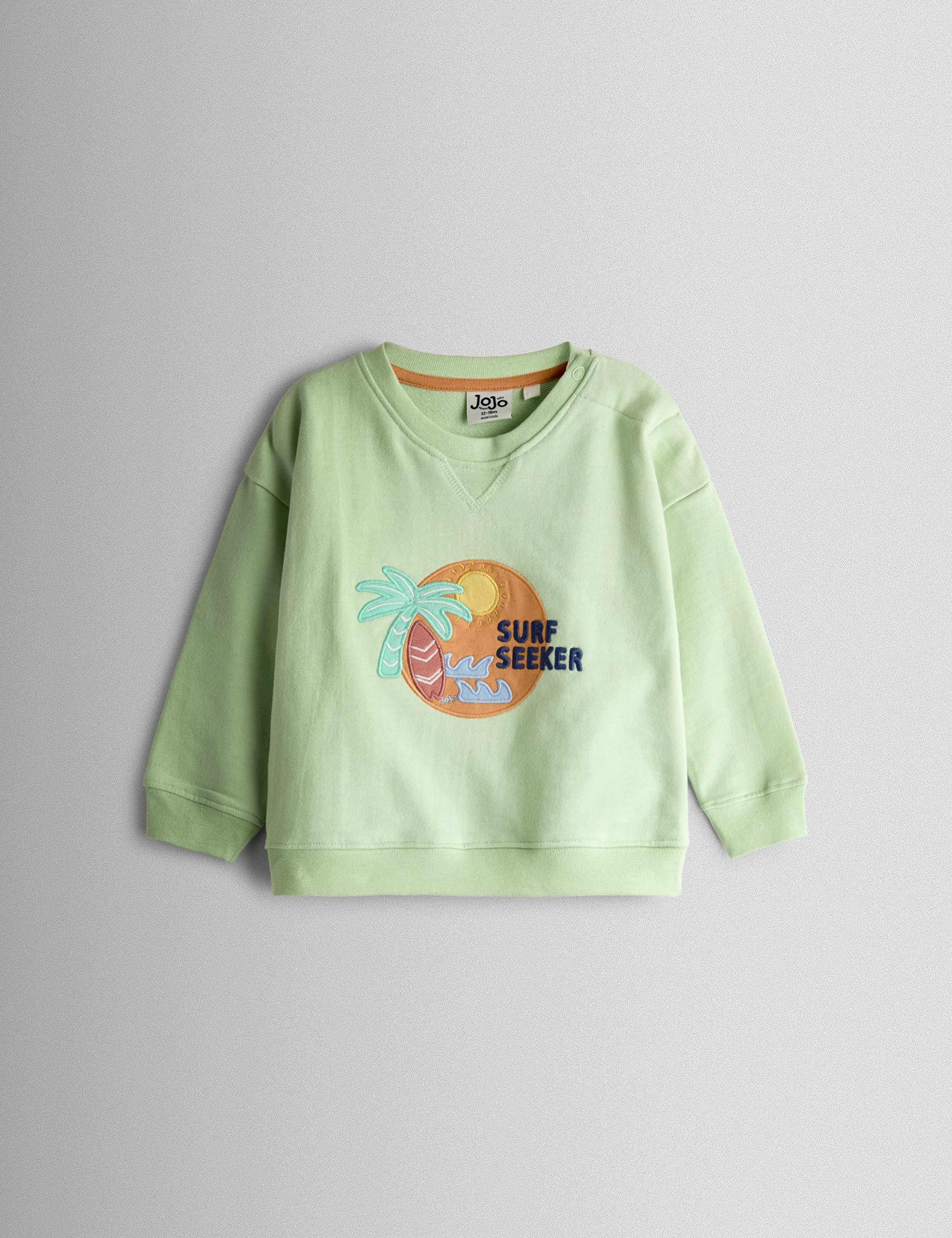 Pure Cotton Surf Seeker Slogan Sweatshirt (6 Months-7 Years)