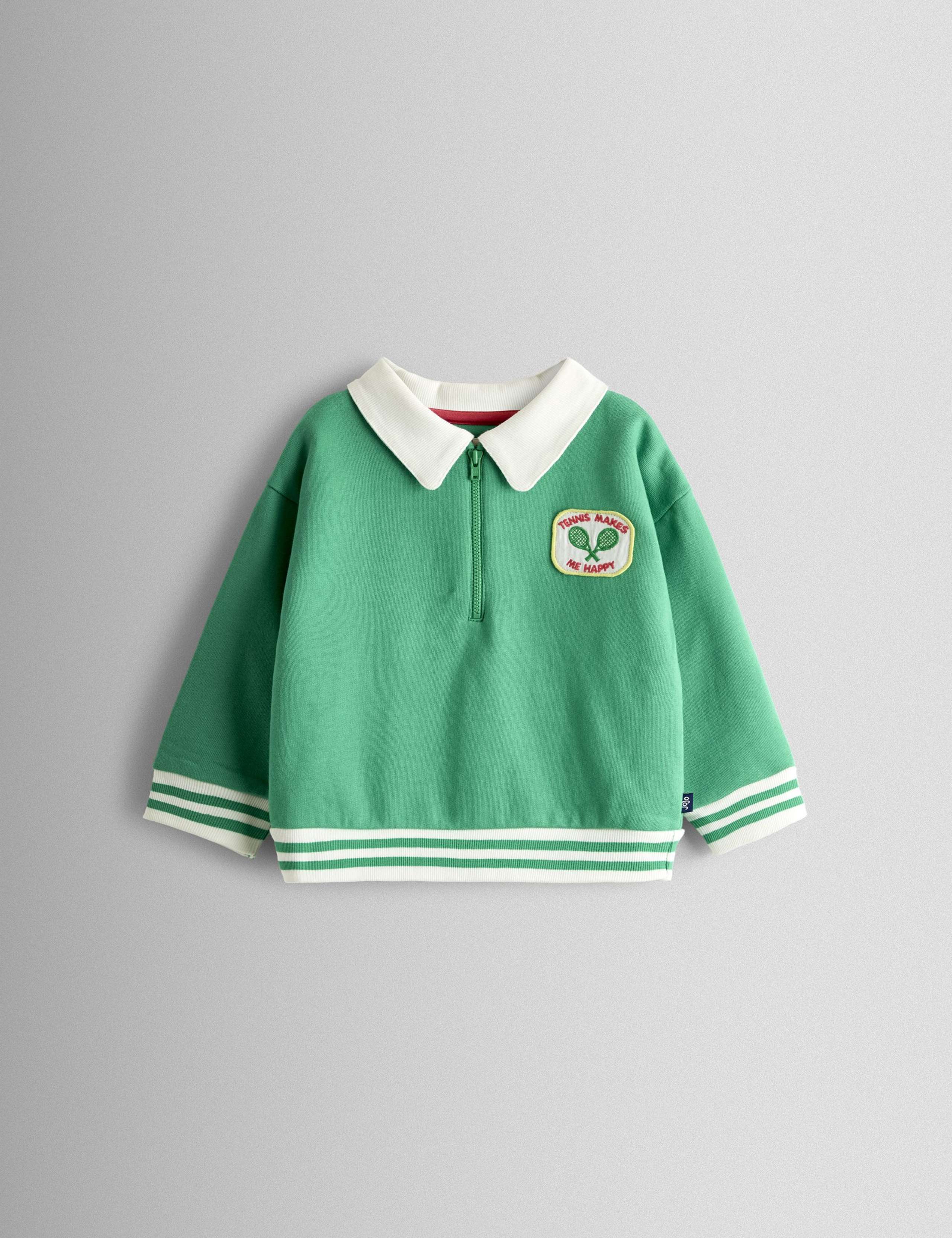 Tennis Appliqué Half Zip Sweatshirt (1-9 Yrs)