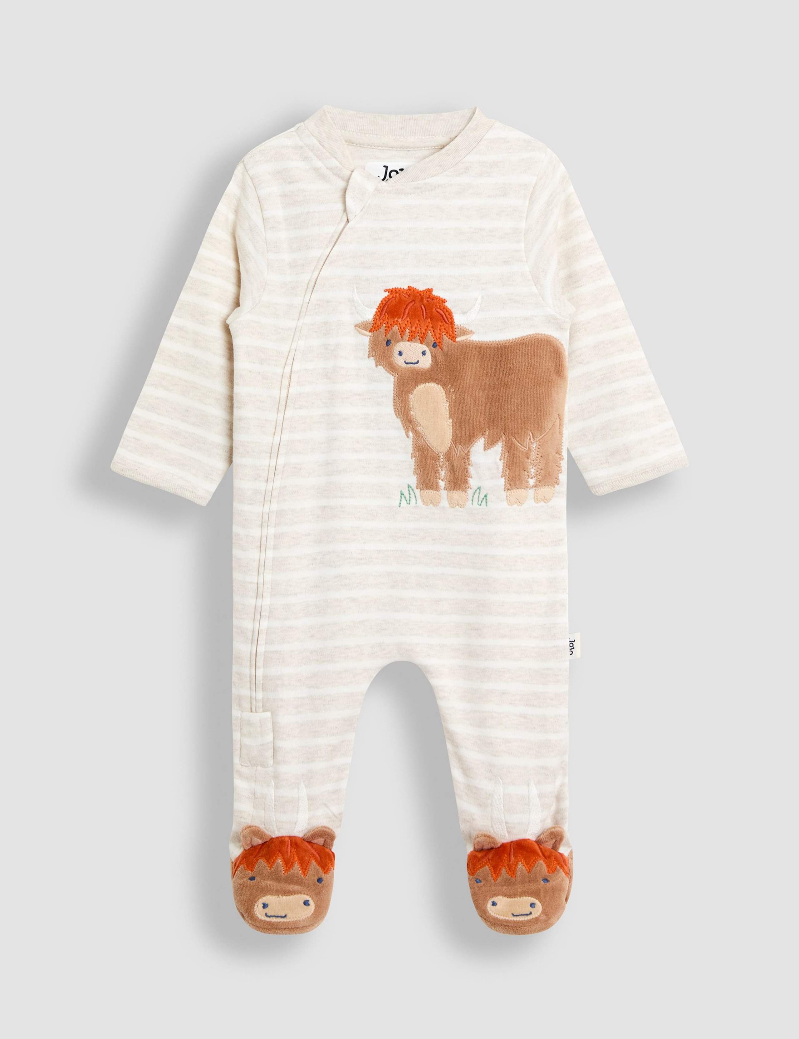 Pure Cotton Highland Cow Zip Sleepsuit (0-18 Months)