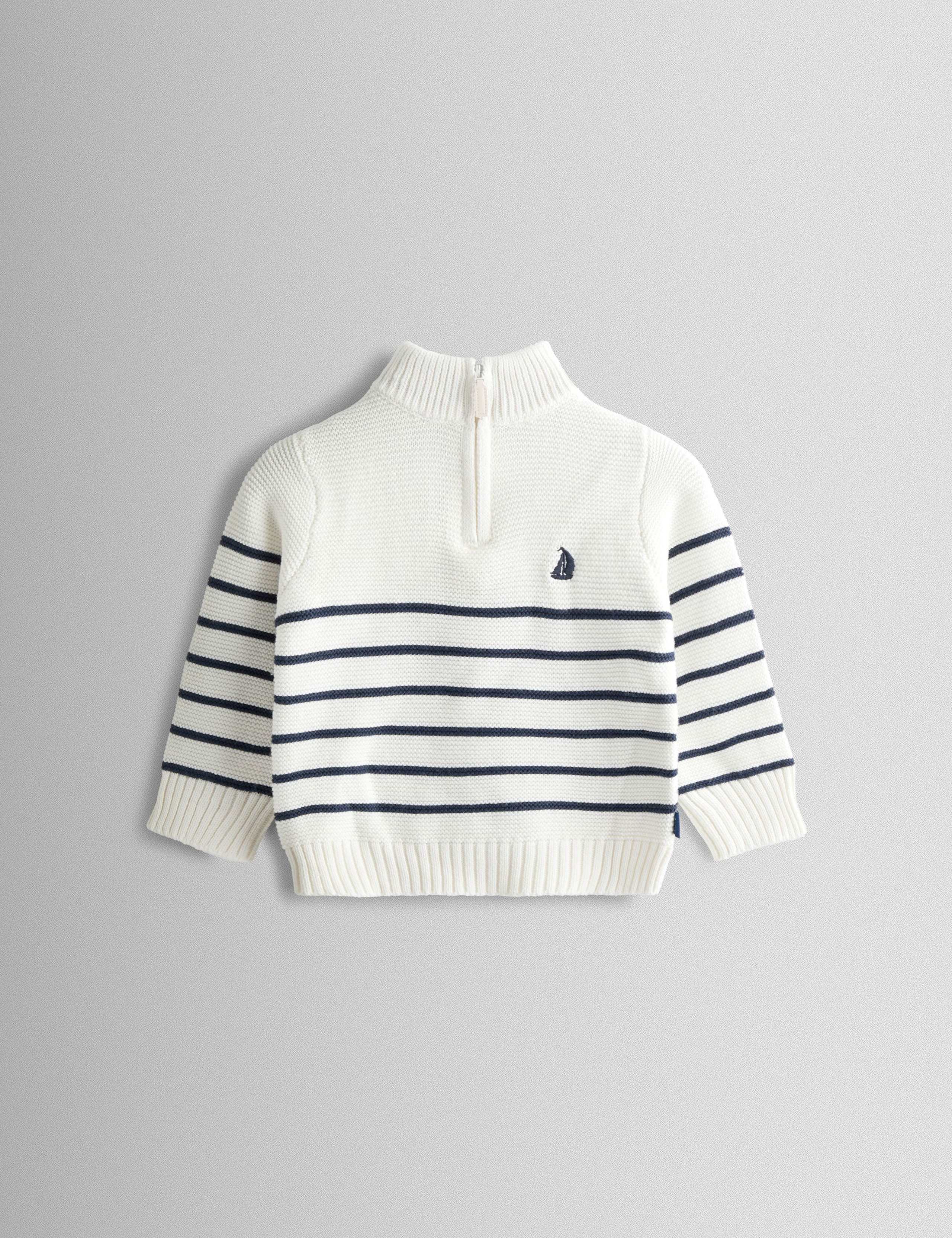 Pure Cotton Striped Half Zip Jumper (6 Months-9 Years)