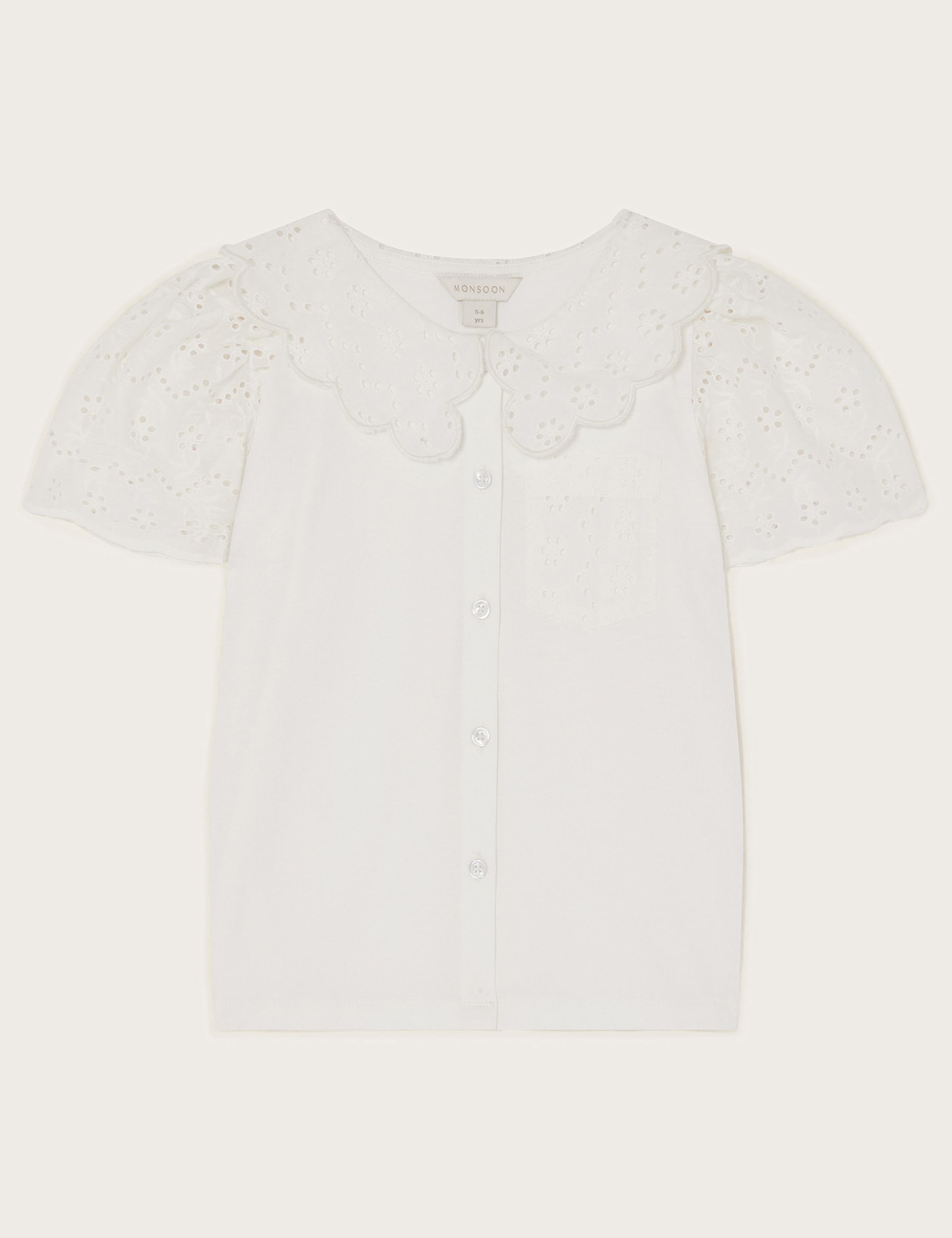 Pure Cotton Broderie Blouse (3-15 Yrs)