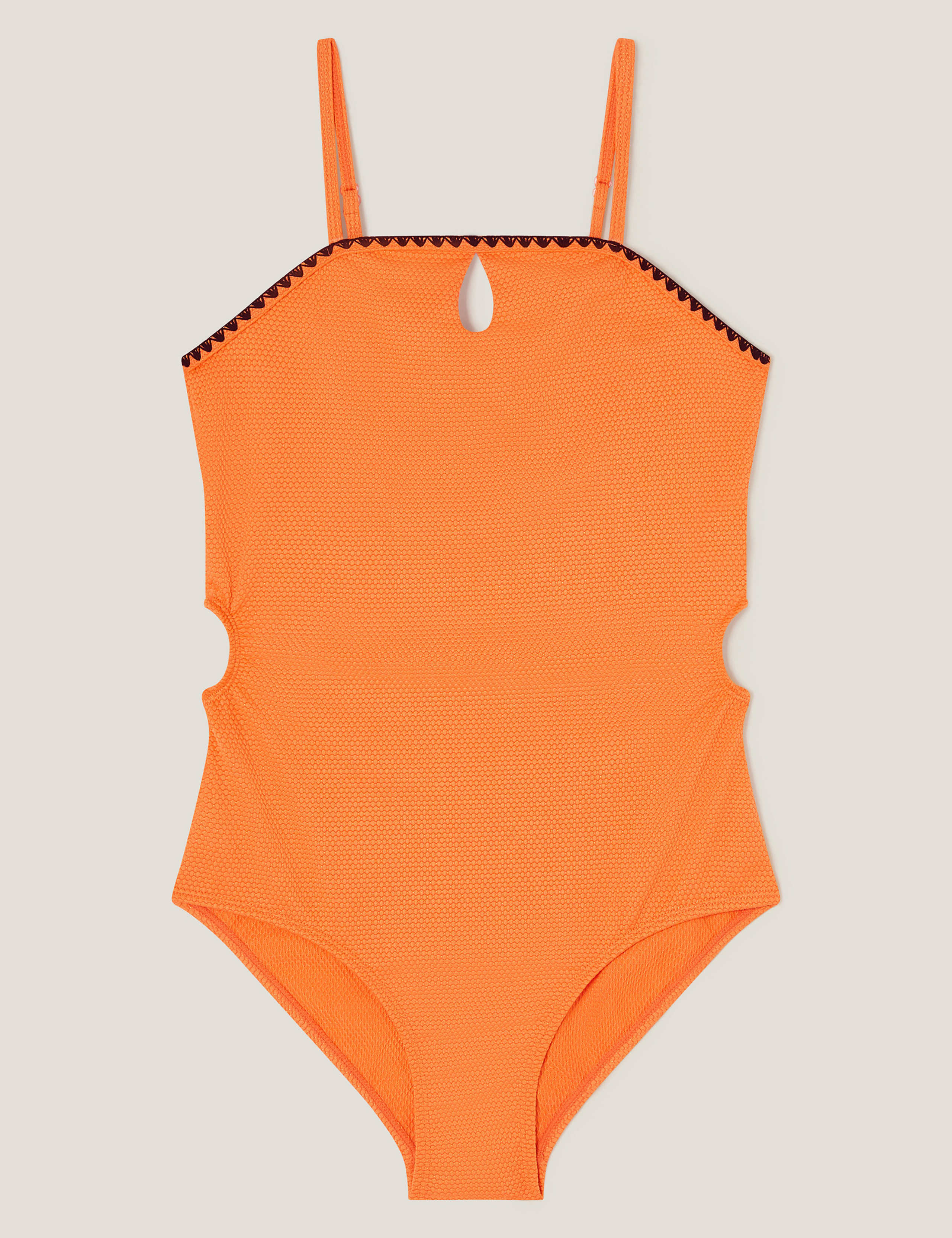 Textured Stitch Detail Cut Out Swimsuit (7-15 Yrs)