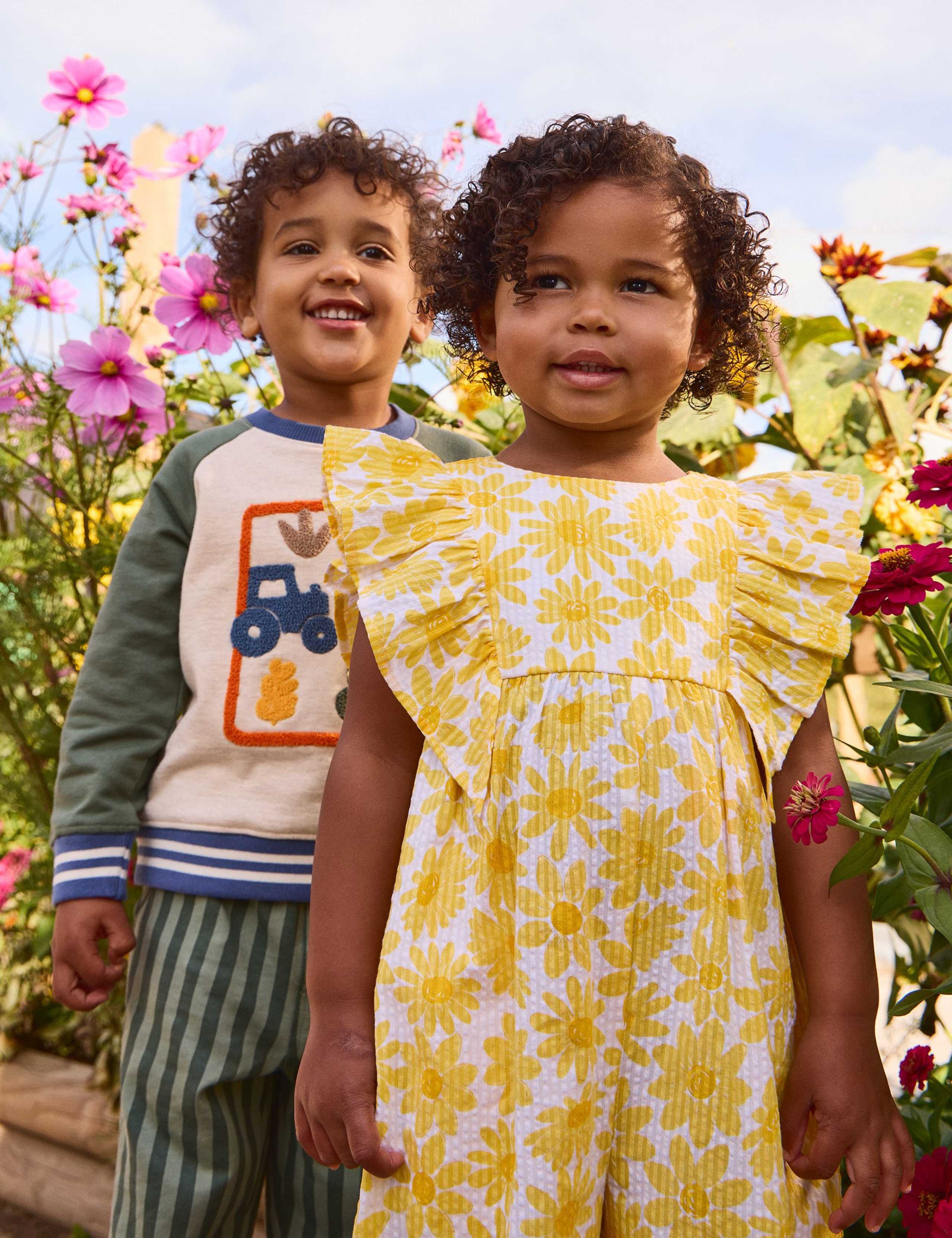 Pure Cotton Floral Frill Jumpsuit (6 Mths-9 Yrs)