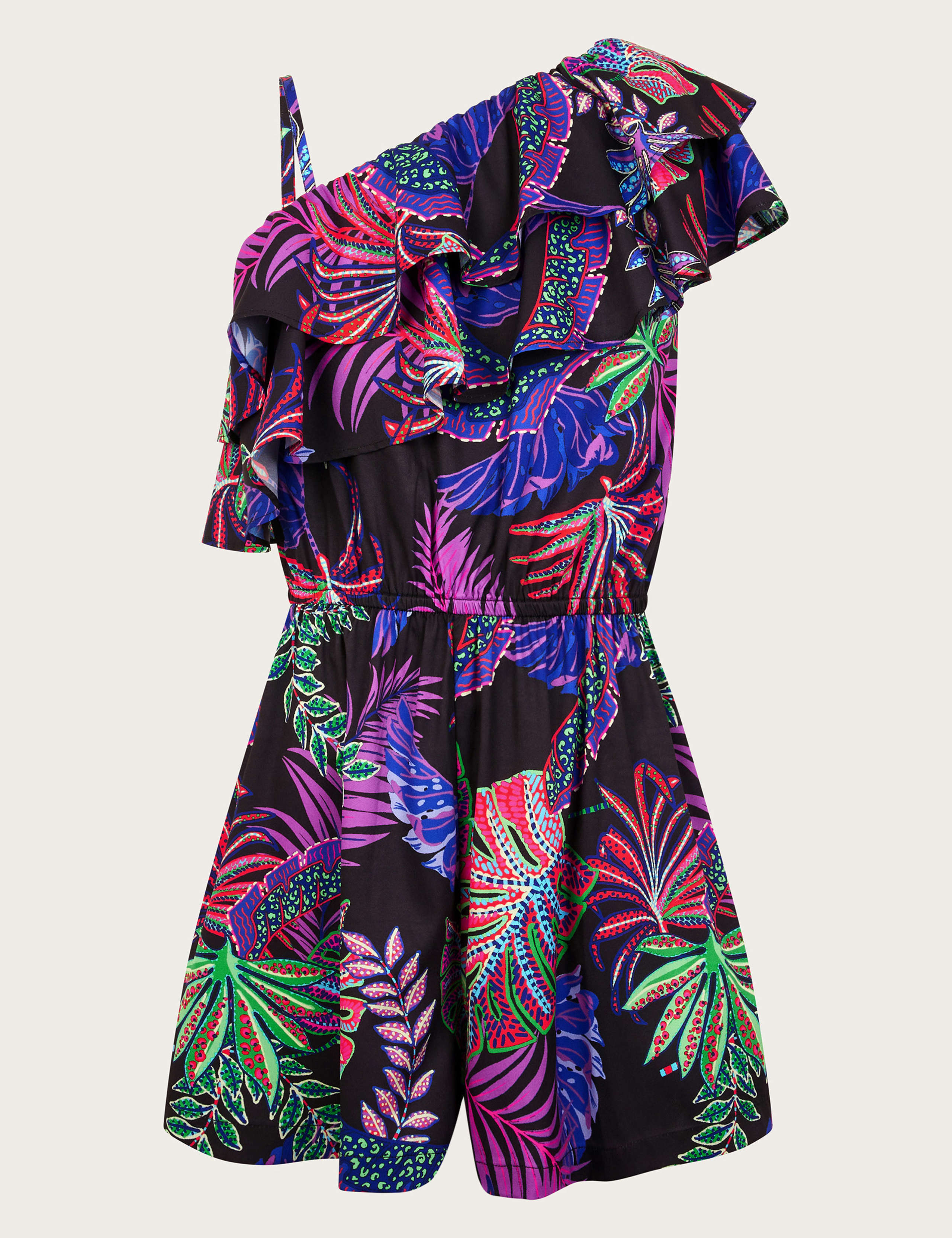 Tropical One-Shoulder Playsuit (7-15 Yrs)