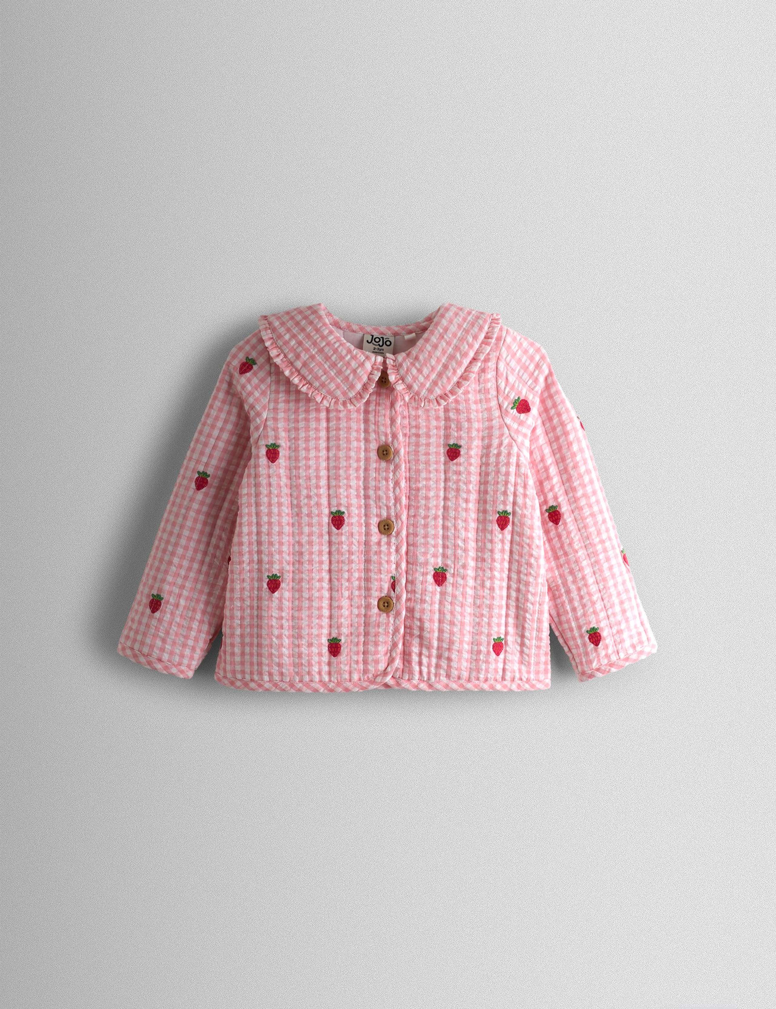 Pure Cotton Strawberry Gingham Quilted Jacket