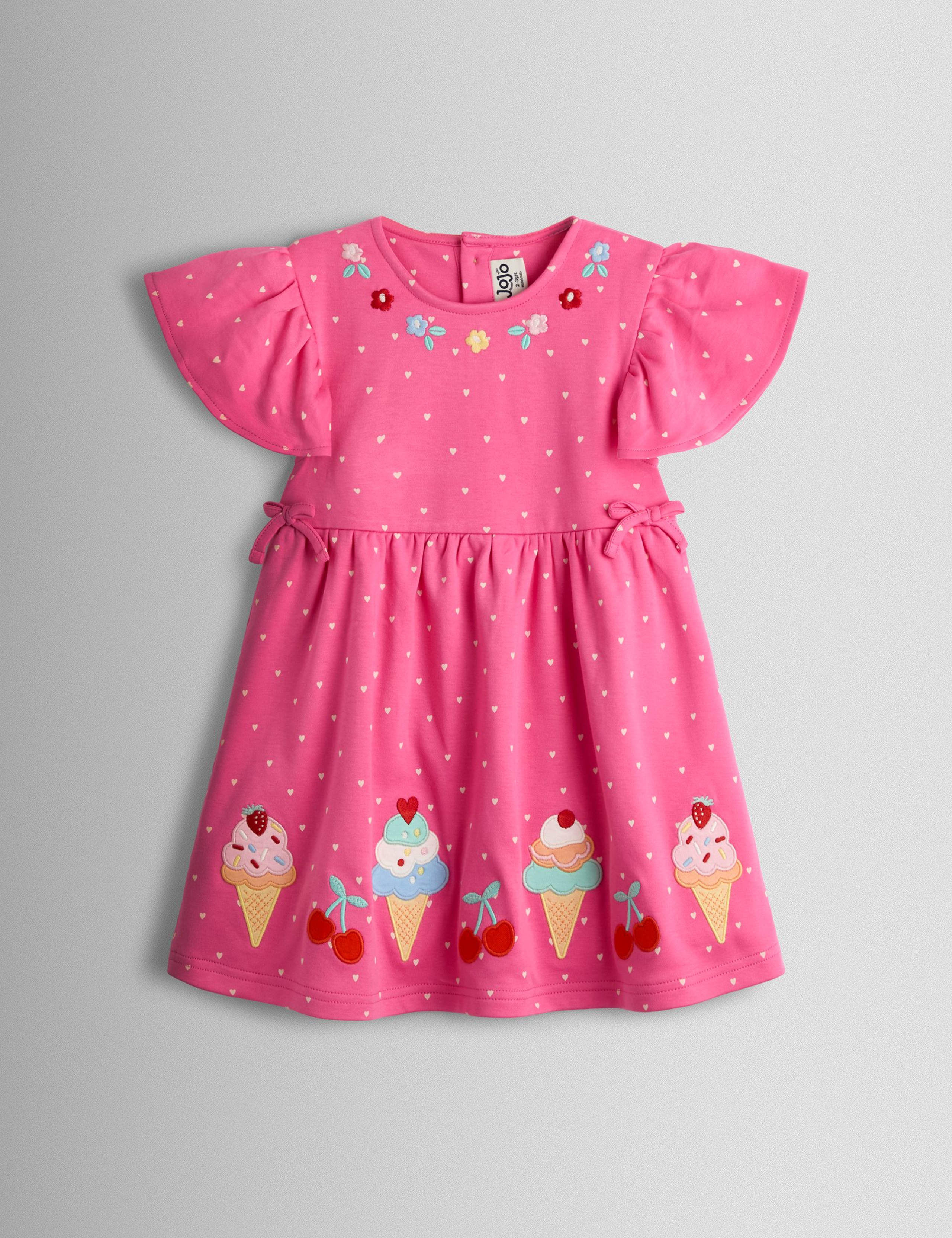 Pure Cotton Ice Cream Applique Dress (6 Months-7 Years)