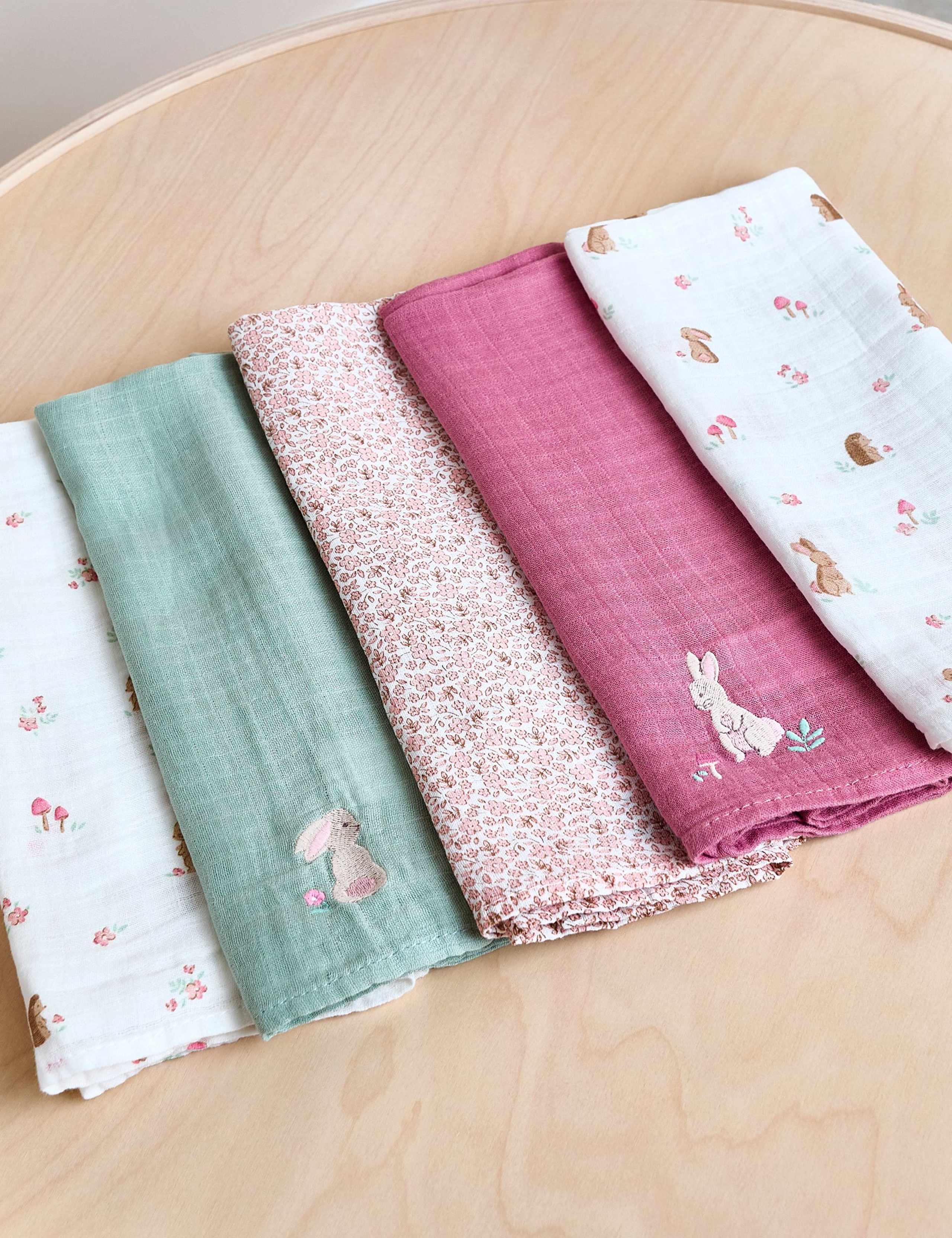 5 Pack Pure Cotton Woodland Muslins