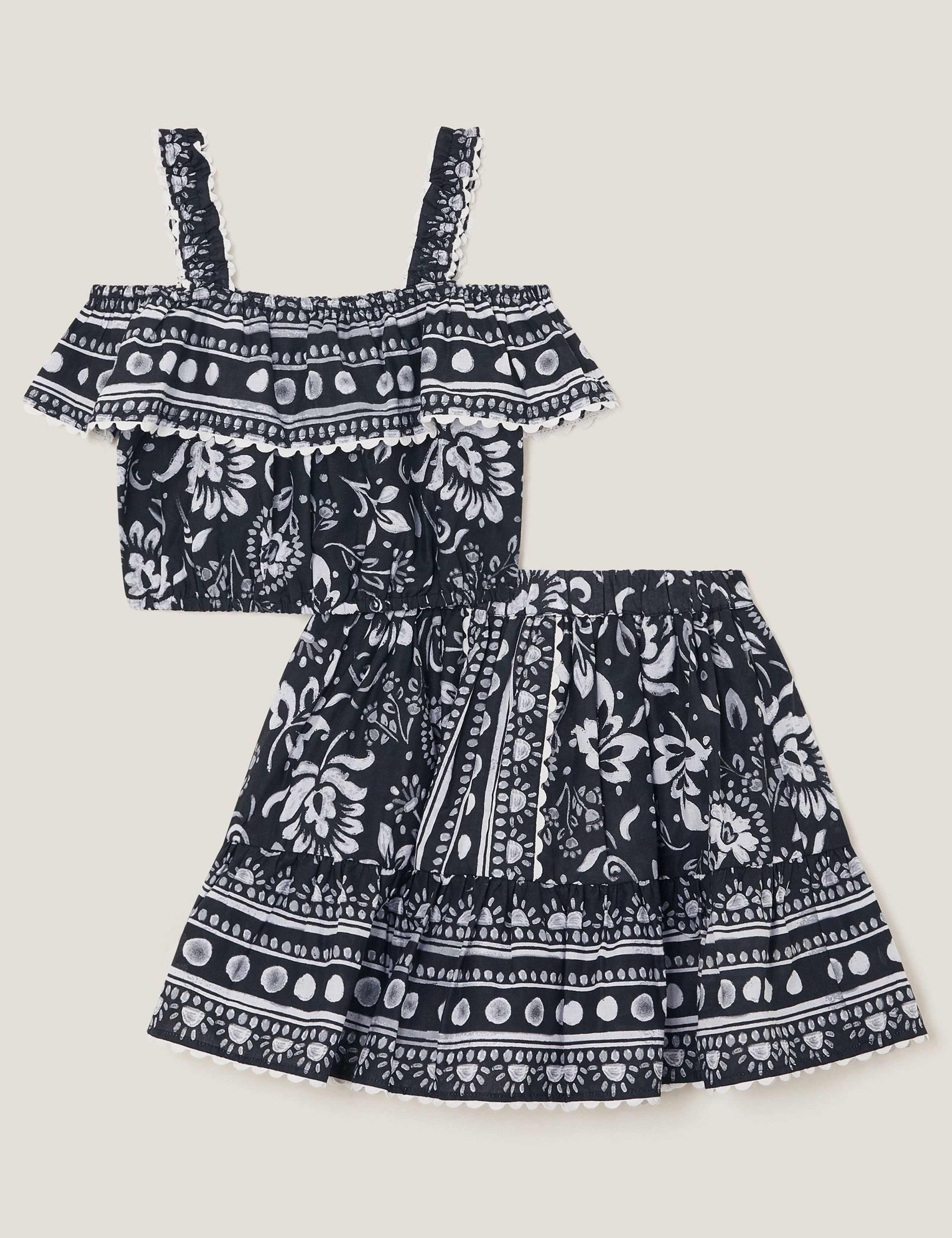 2pc Pure Cotton Printed Top & Skirt Set (3-15 Yrs)