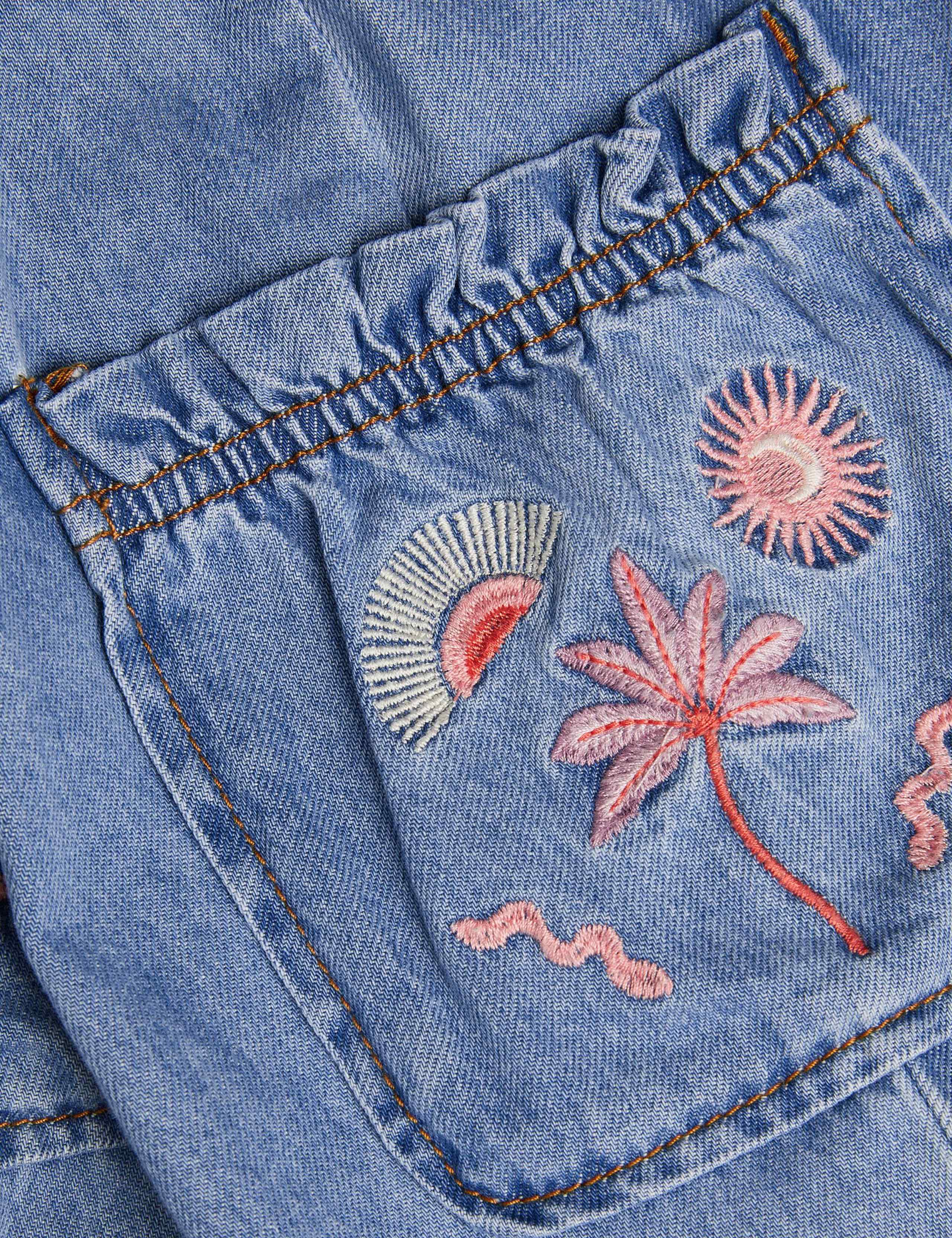 Denim Embroidered Cargo Joggers (3-13 Yrs)