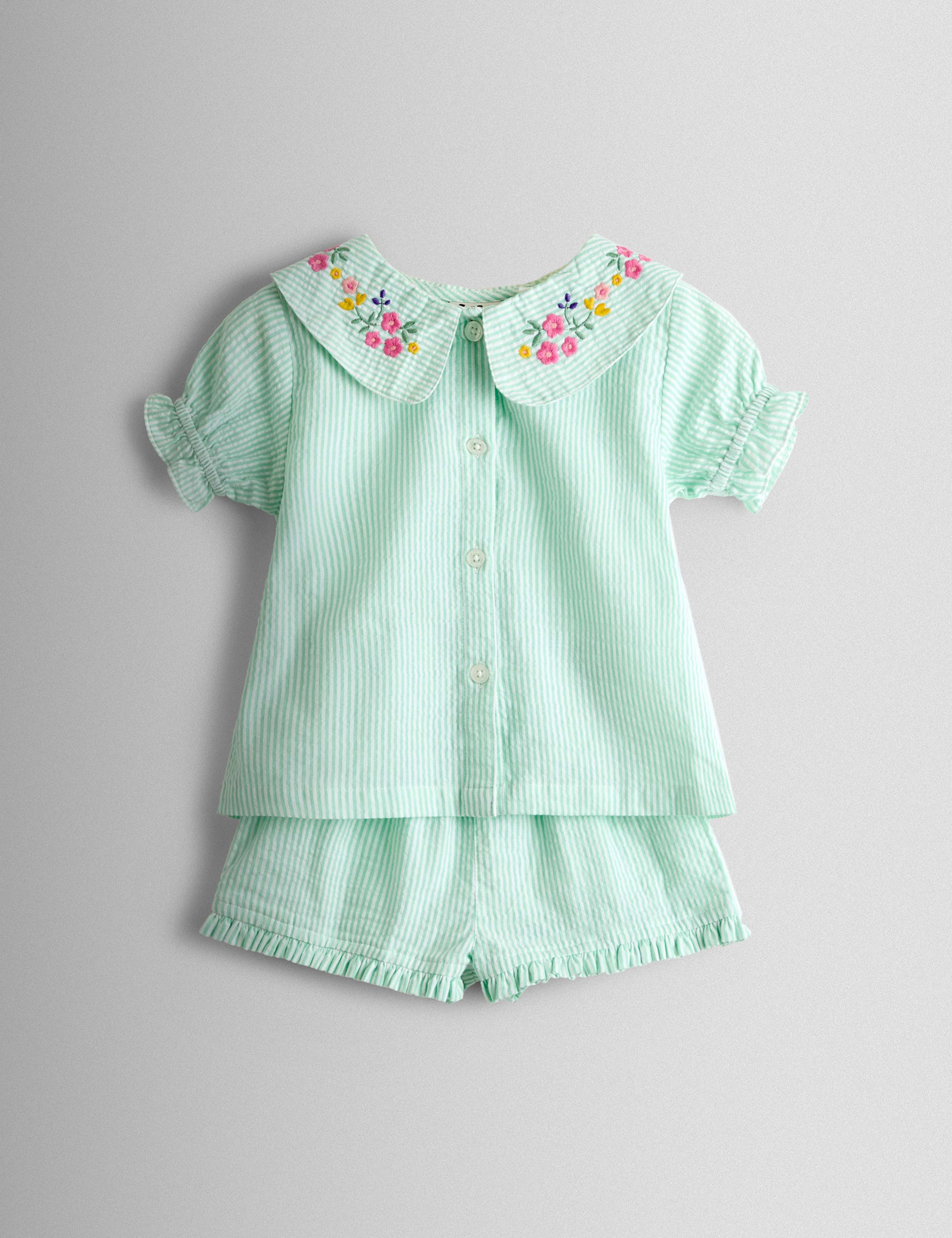 Pure Cotton Woven Striped Floral Pyjamas (1-7 Years)