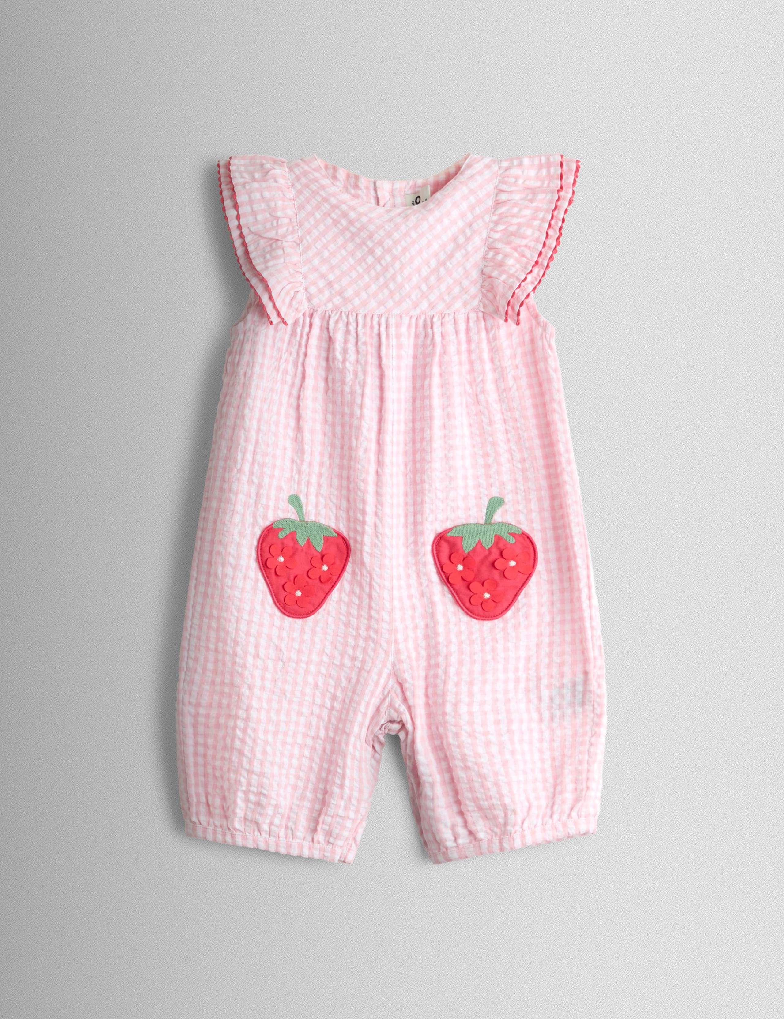 Pure Cotton Gingham Strawberry All in One (0 Mths-3 Yrs)