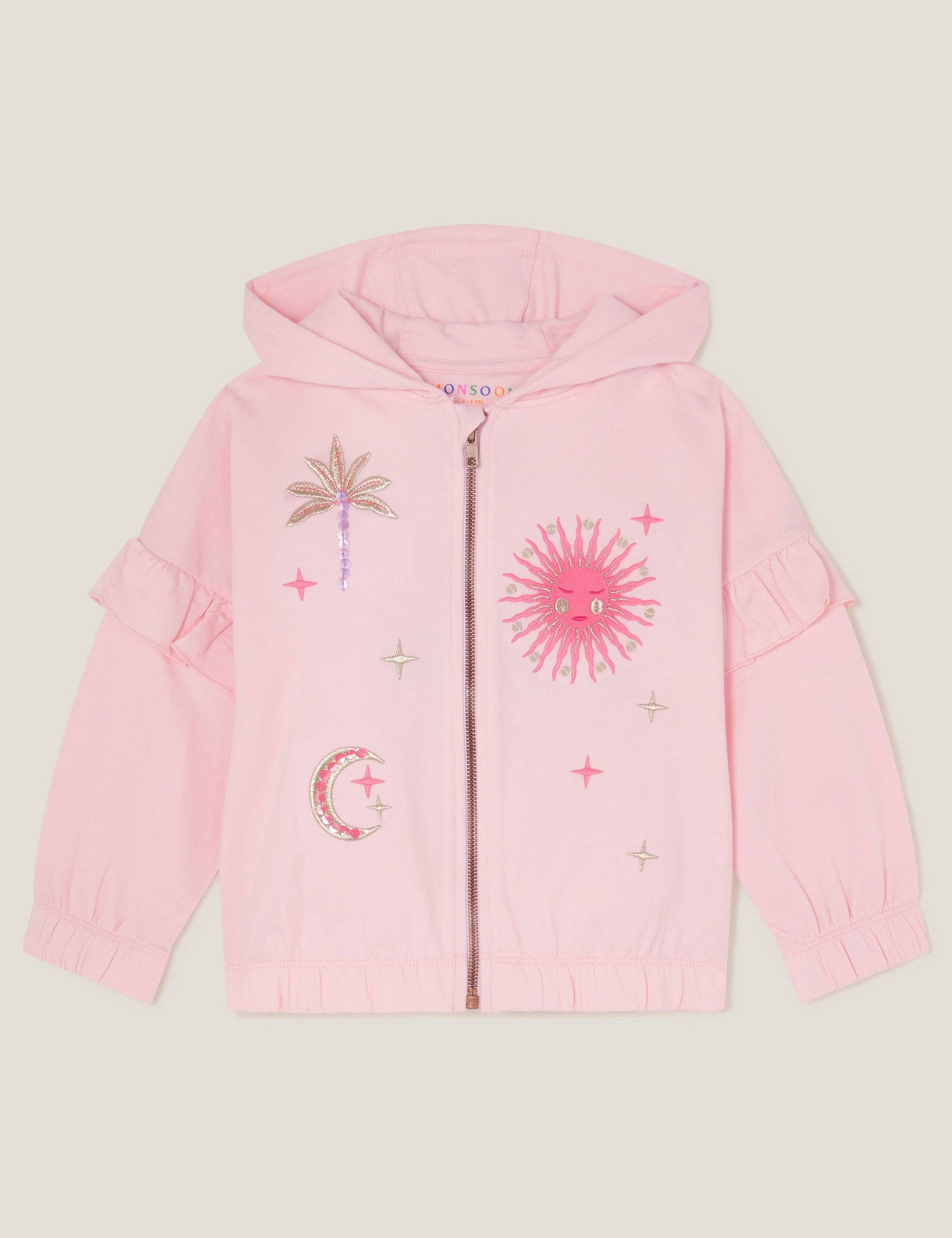 Pure Cotton Embroidered Zip Hoodie (3-13 Yrs)