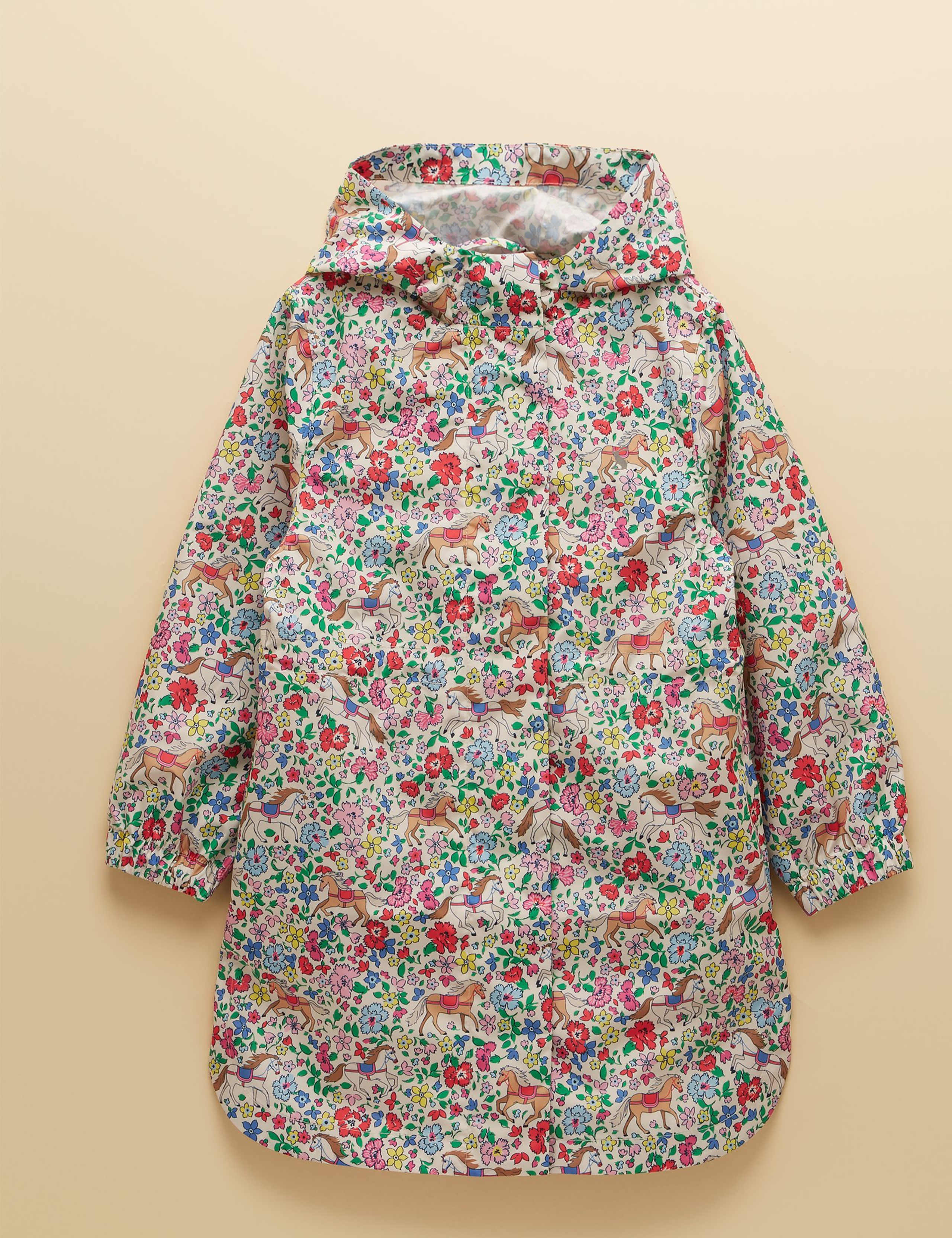 Packable Floral Pony Hooded Raincoat (2-10 Yrs)
