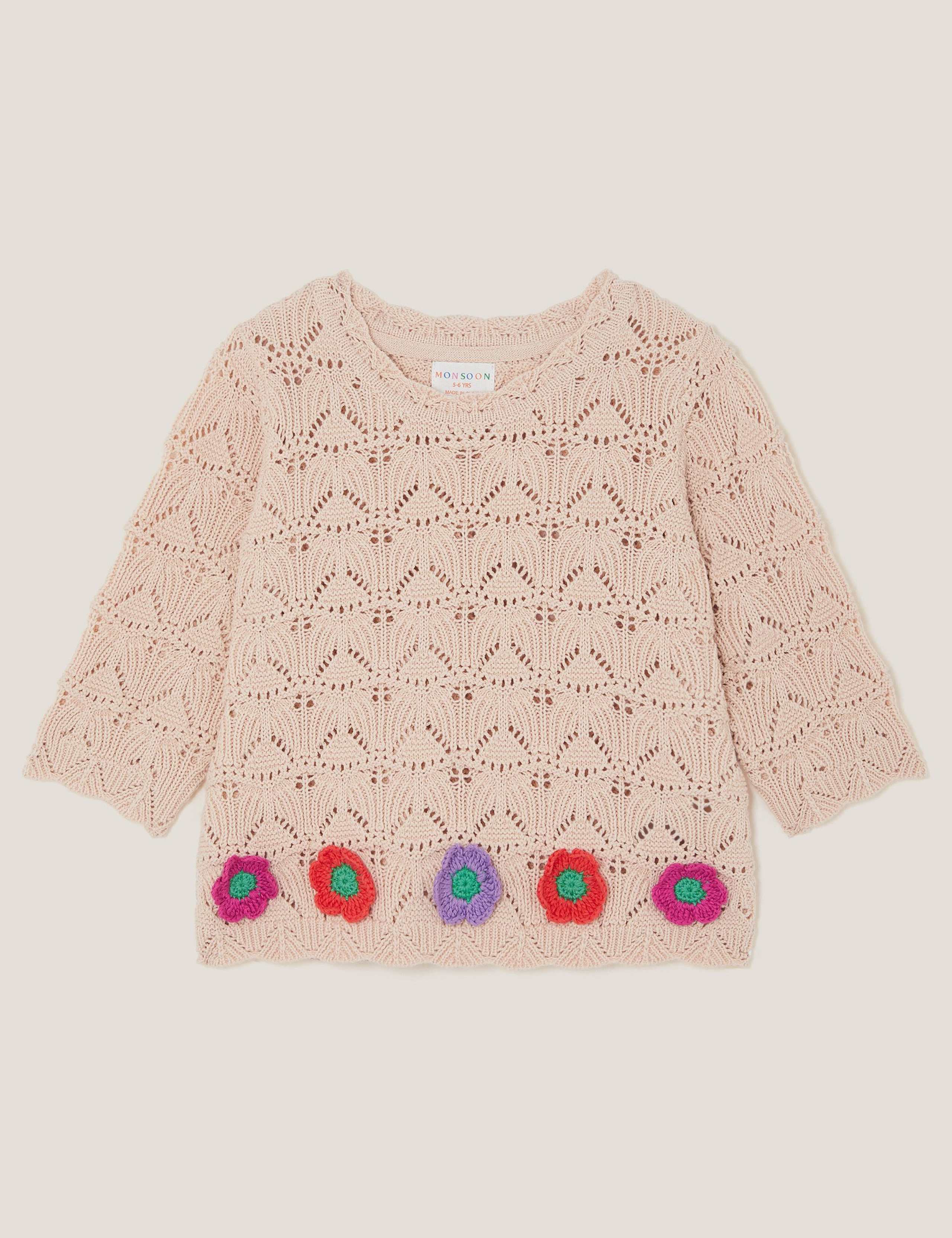 Pure Cotton Flower Appliqué Jumper (3-13 Yrs)