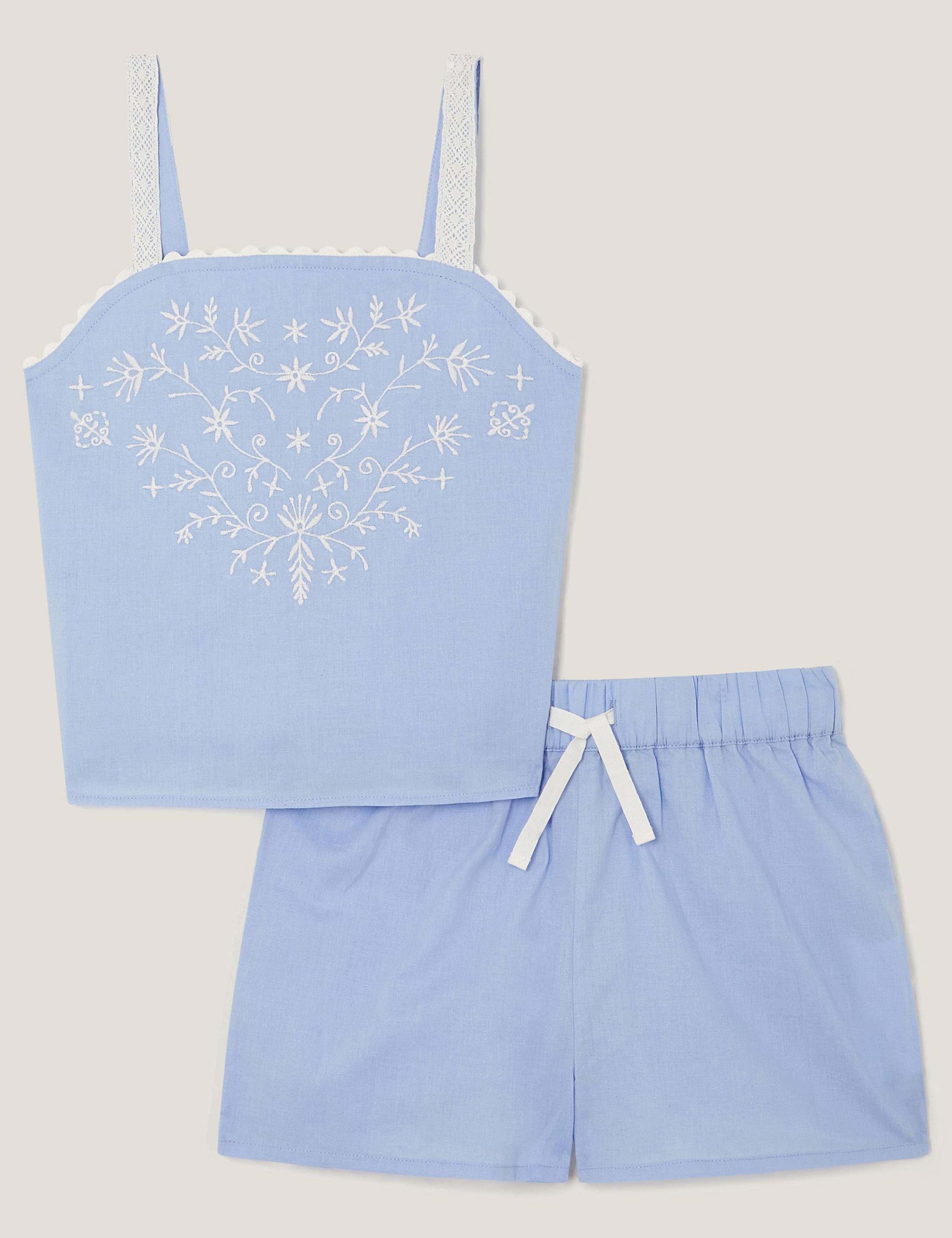 Pure Cotton Embroidered Short Pyjamas (2-13 Yrs)