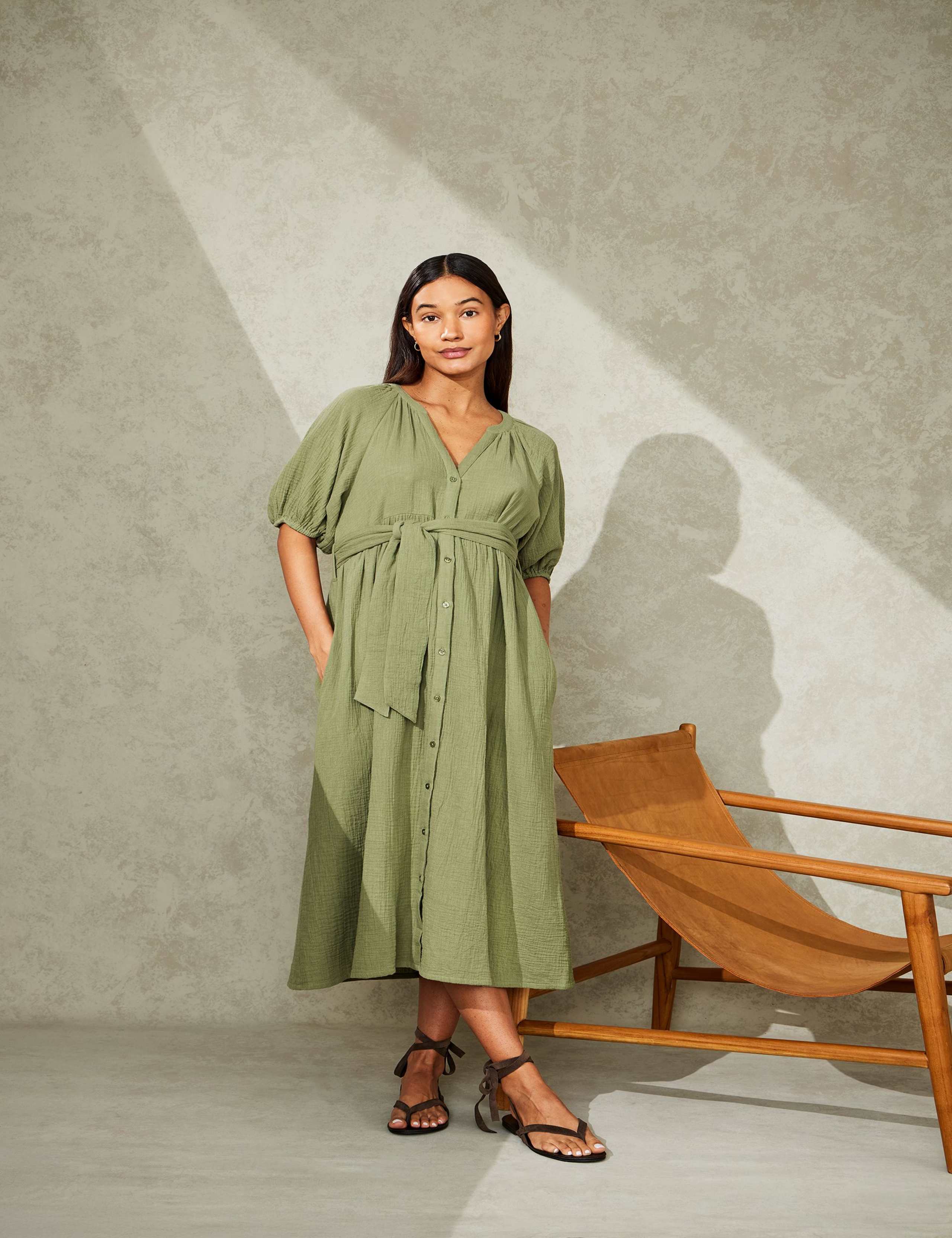Maternity Pure Cotton Midi Shirt Dress
