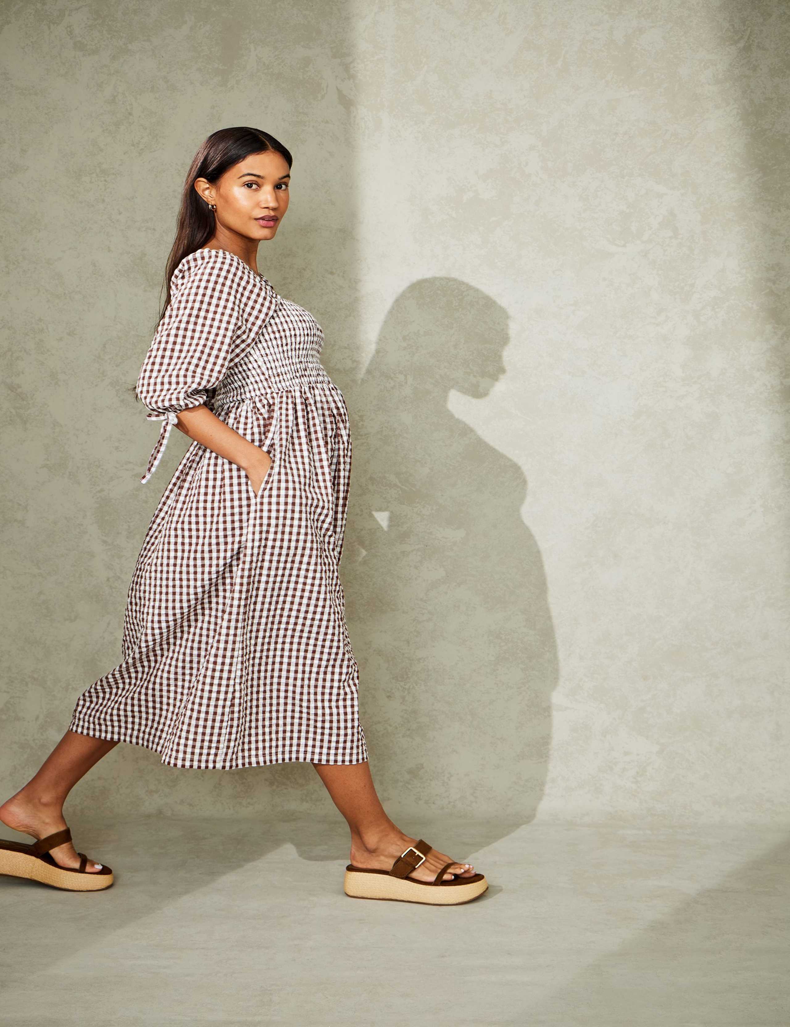 Maternity Pure Cotton Gingham Midi Dress