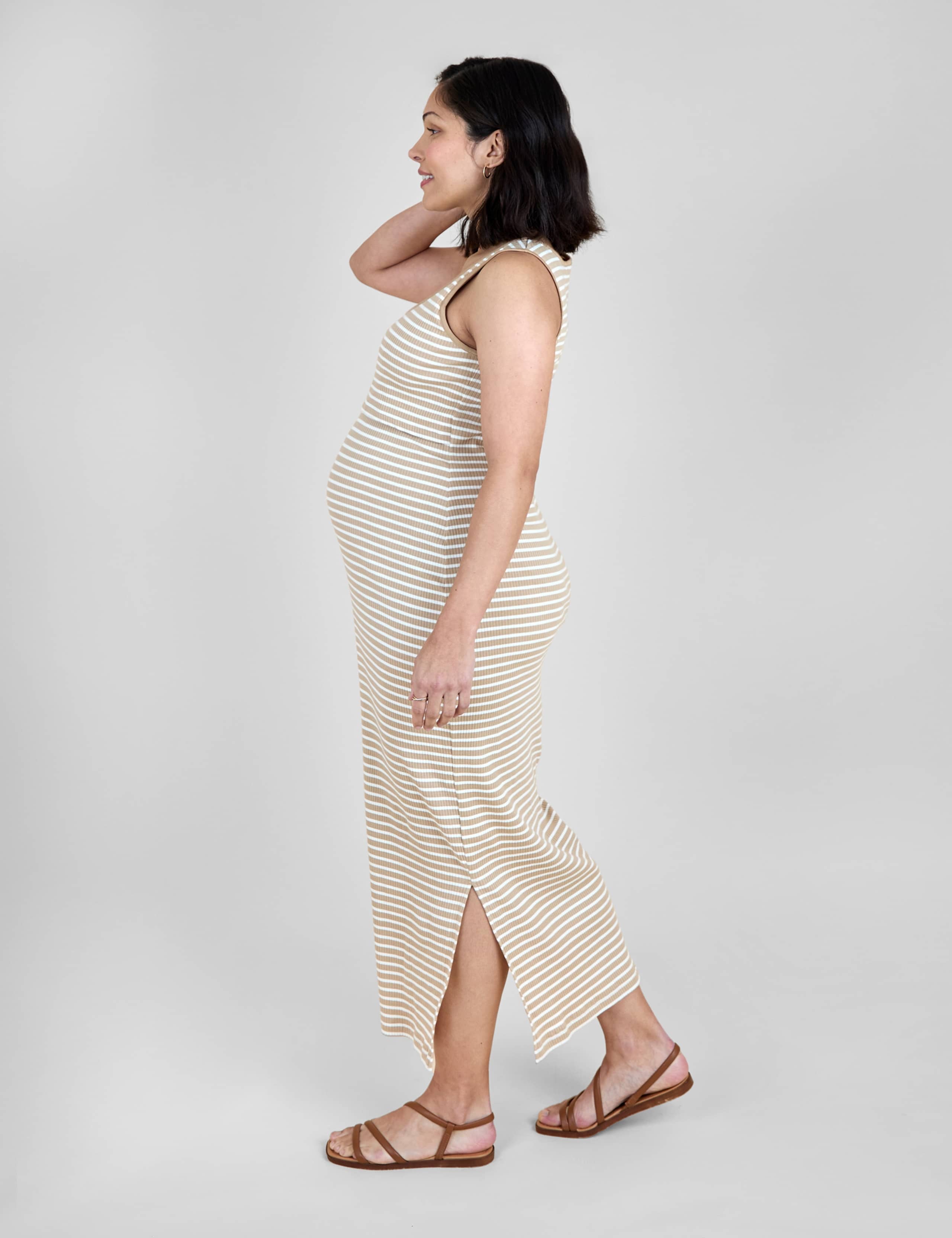 Maternity Cotton Rich Striped Maxi Bodycon Dress