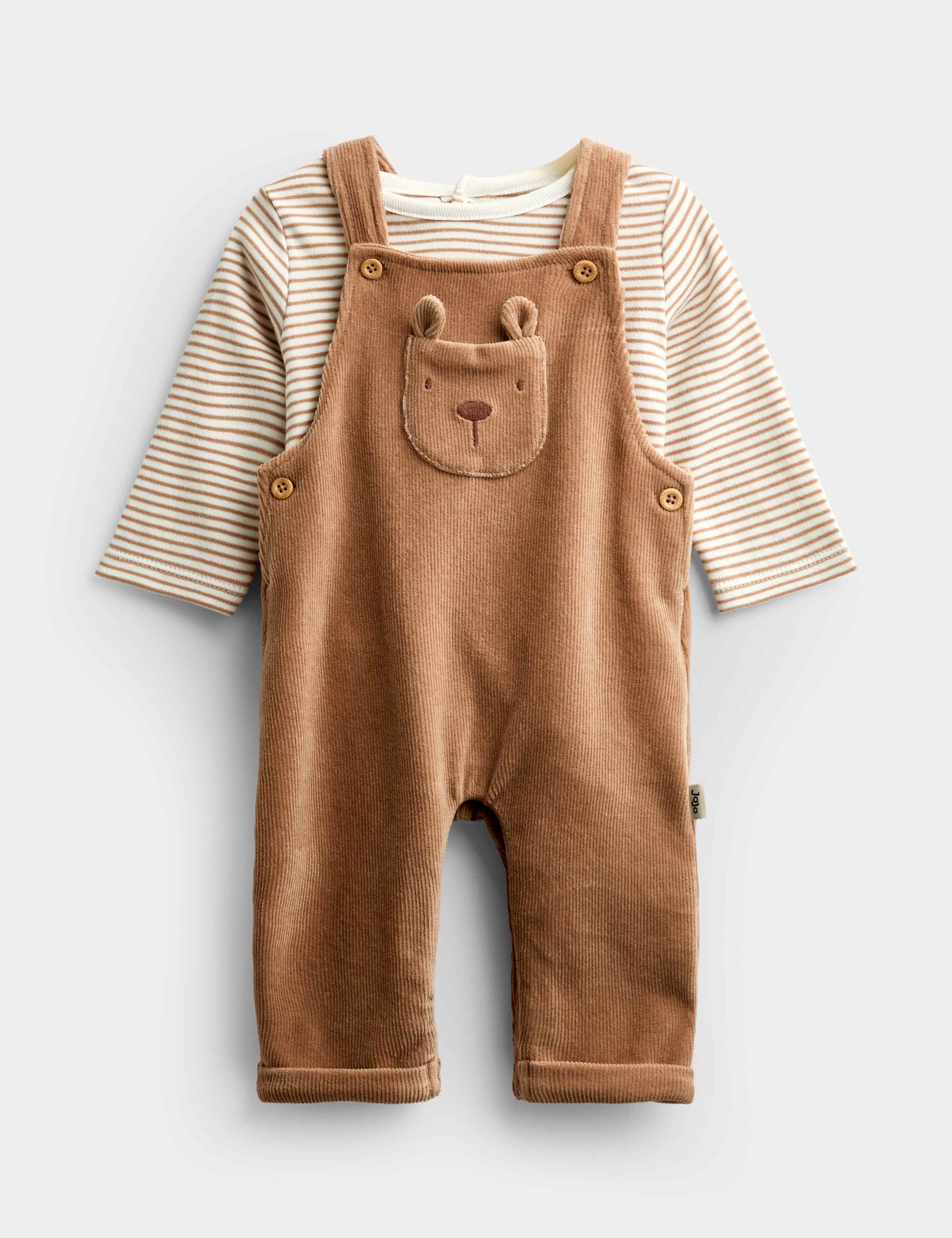 2 Piece Cotton Rich Bear Dungaree Outfit (0-2 Yrs)