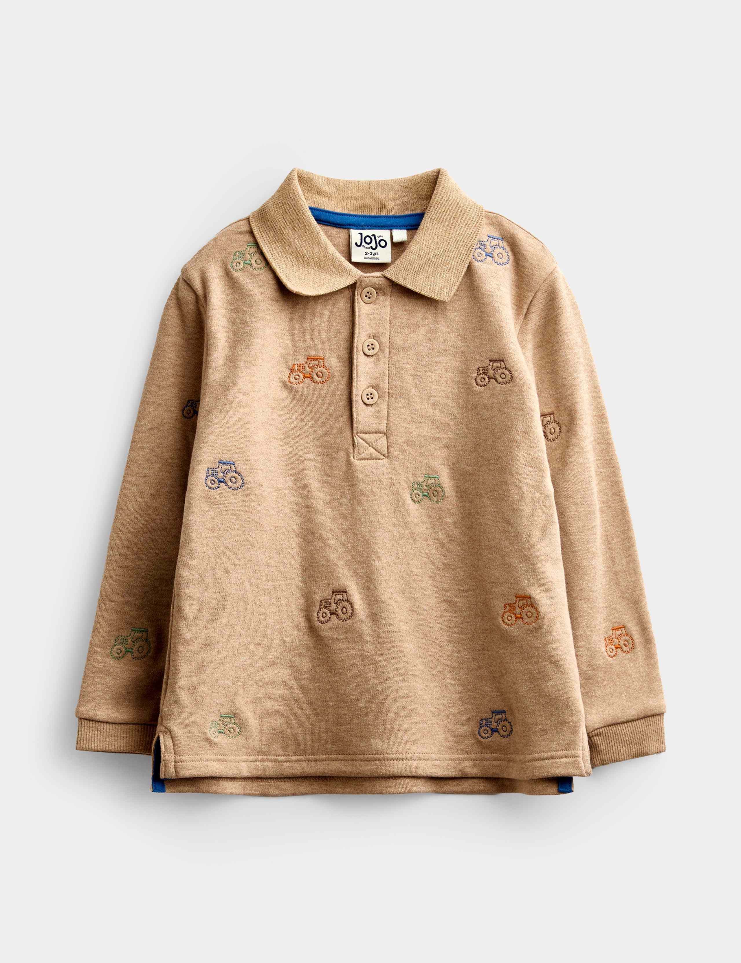 Pure Cotton Embroidered Tractor Polo Shirt (1-7 Yrs)