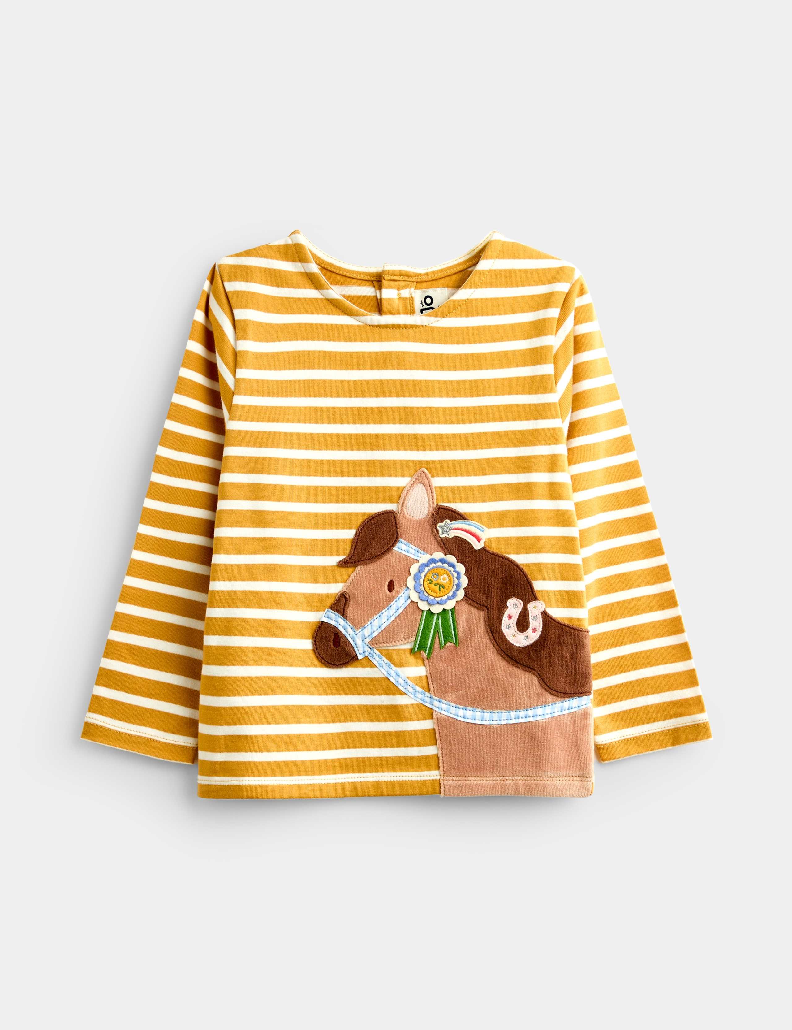 Pure Cotton Striped Horse Appliqué Top (1-5 Yrs)