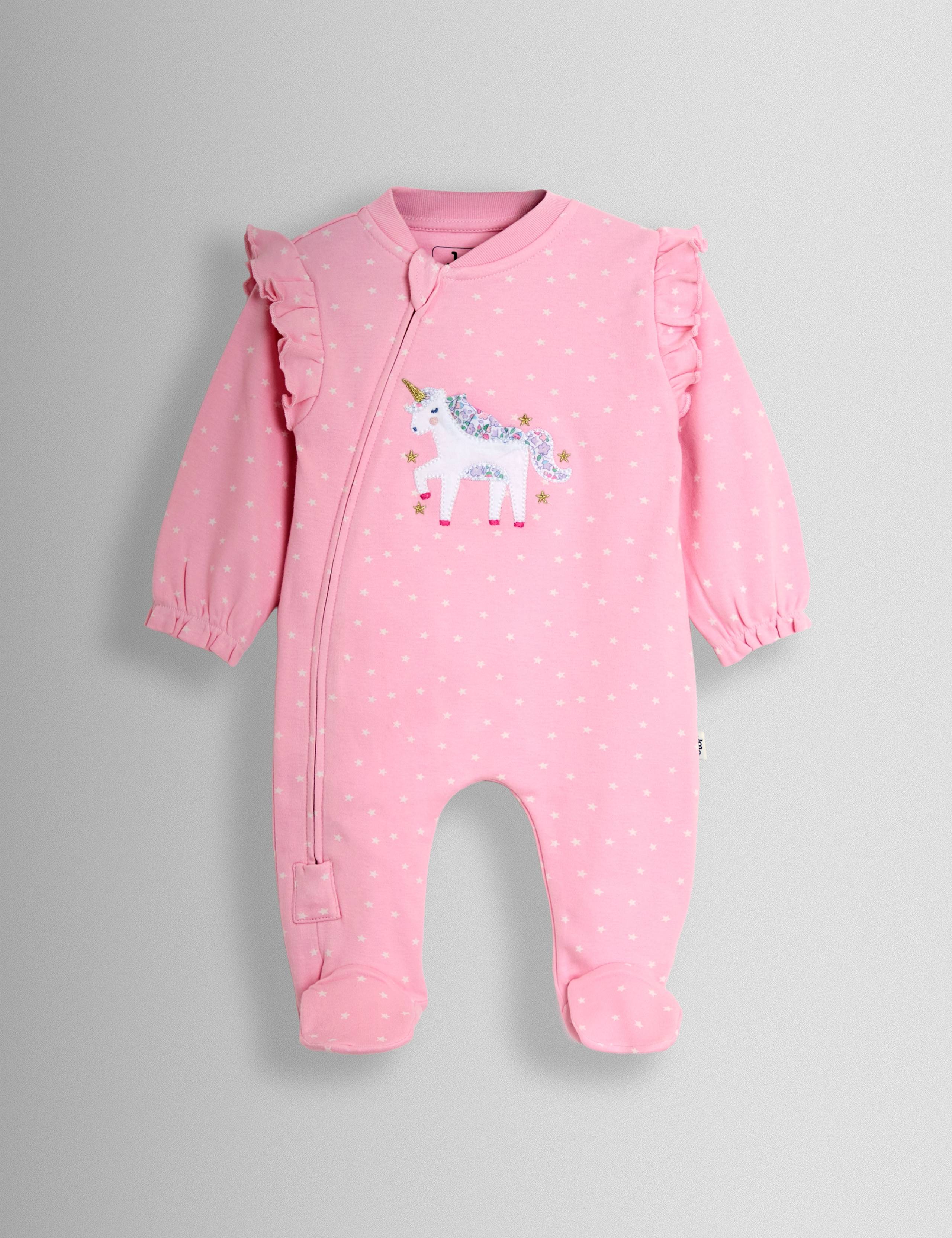 Pure Cotton Frill Unicorn Sleepsuit (0-18 Mths)