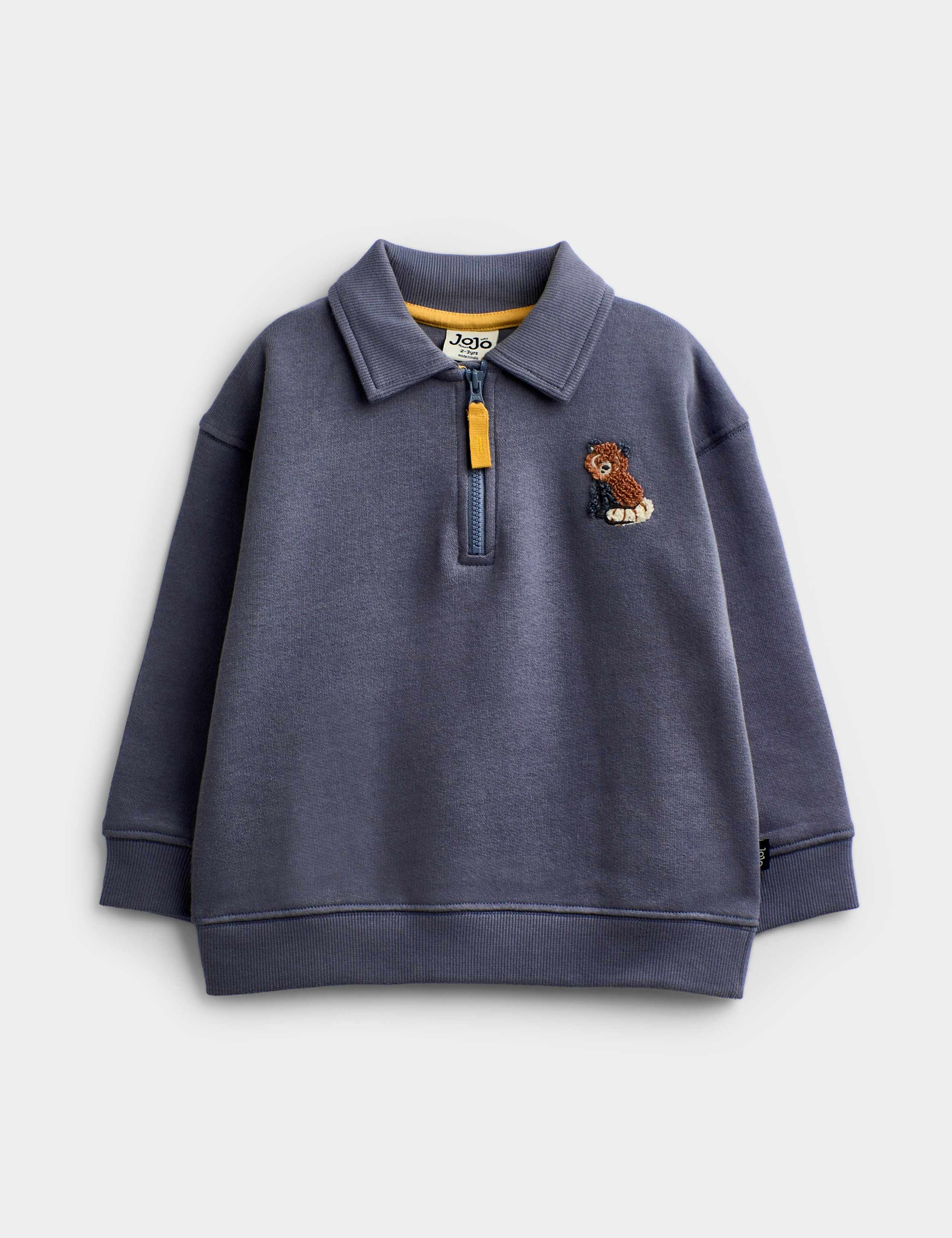 Pure Cotton Red Panda Half Zip Sweatshirt (1-5 Yrs)