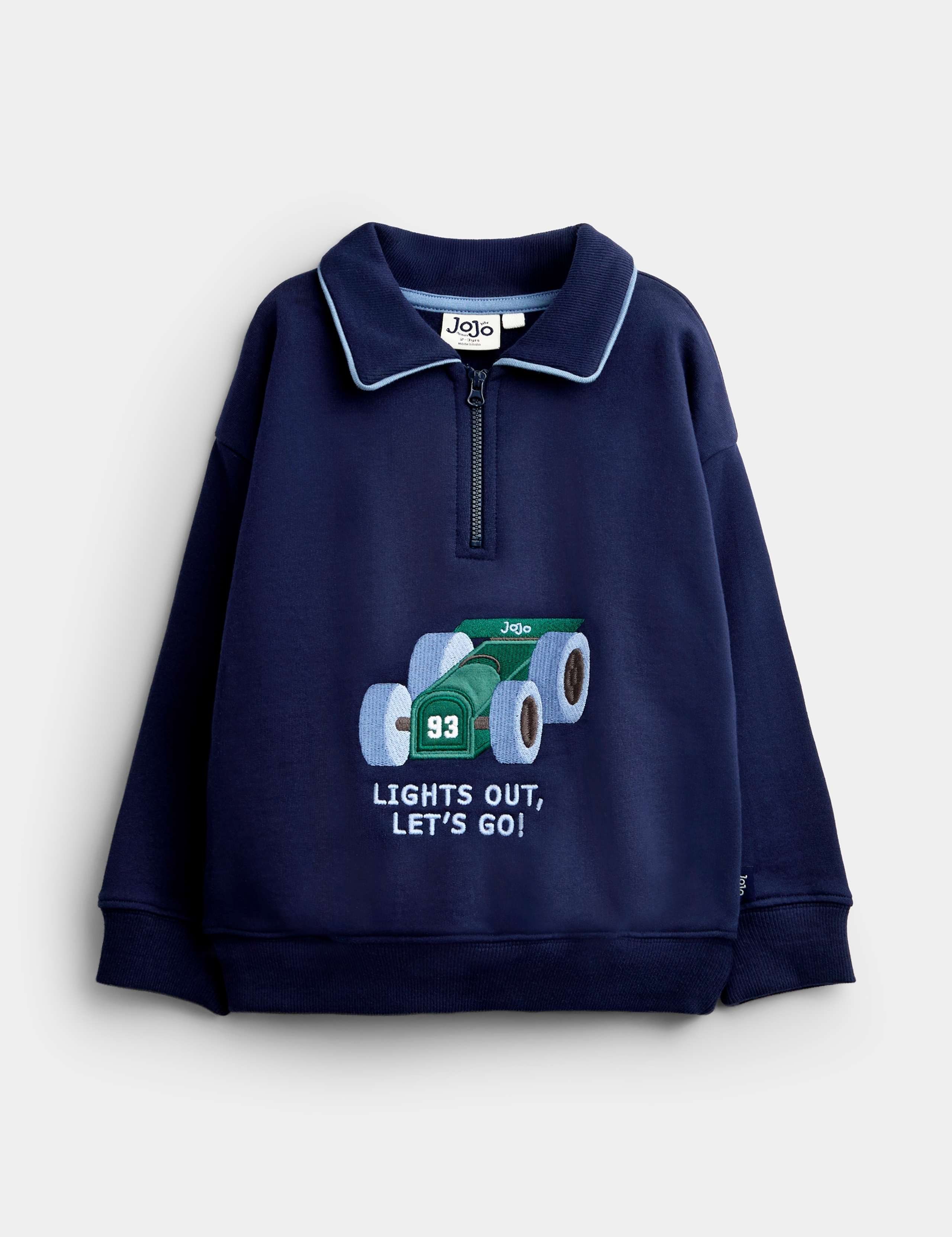 Car Embroidered Half Zip Sweatshirt