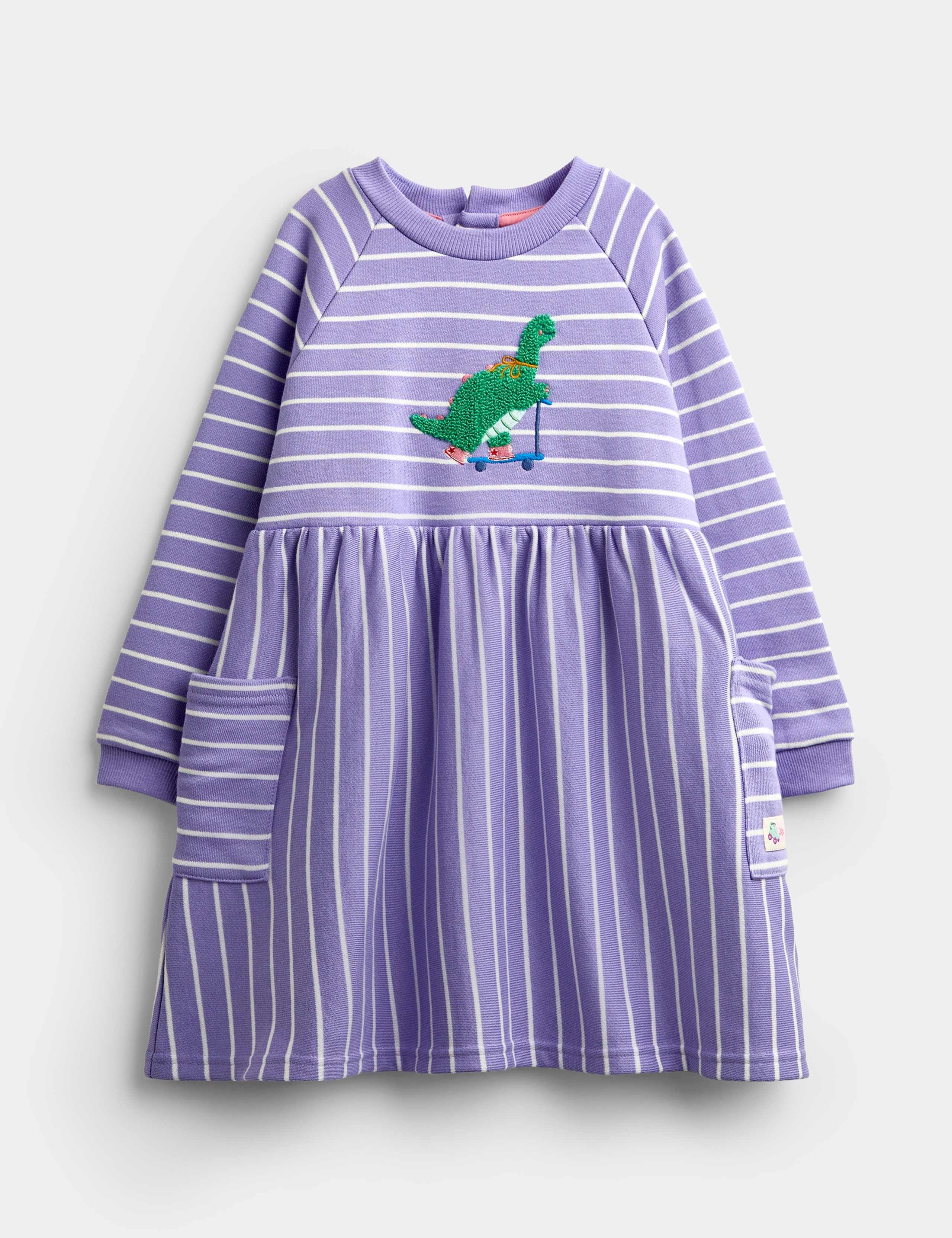 Pure Cotton Skating Dinos Dress (1-5 Yrs)