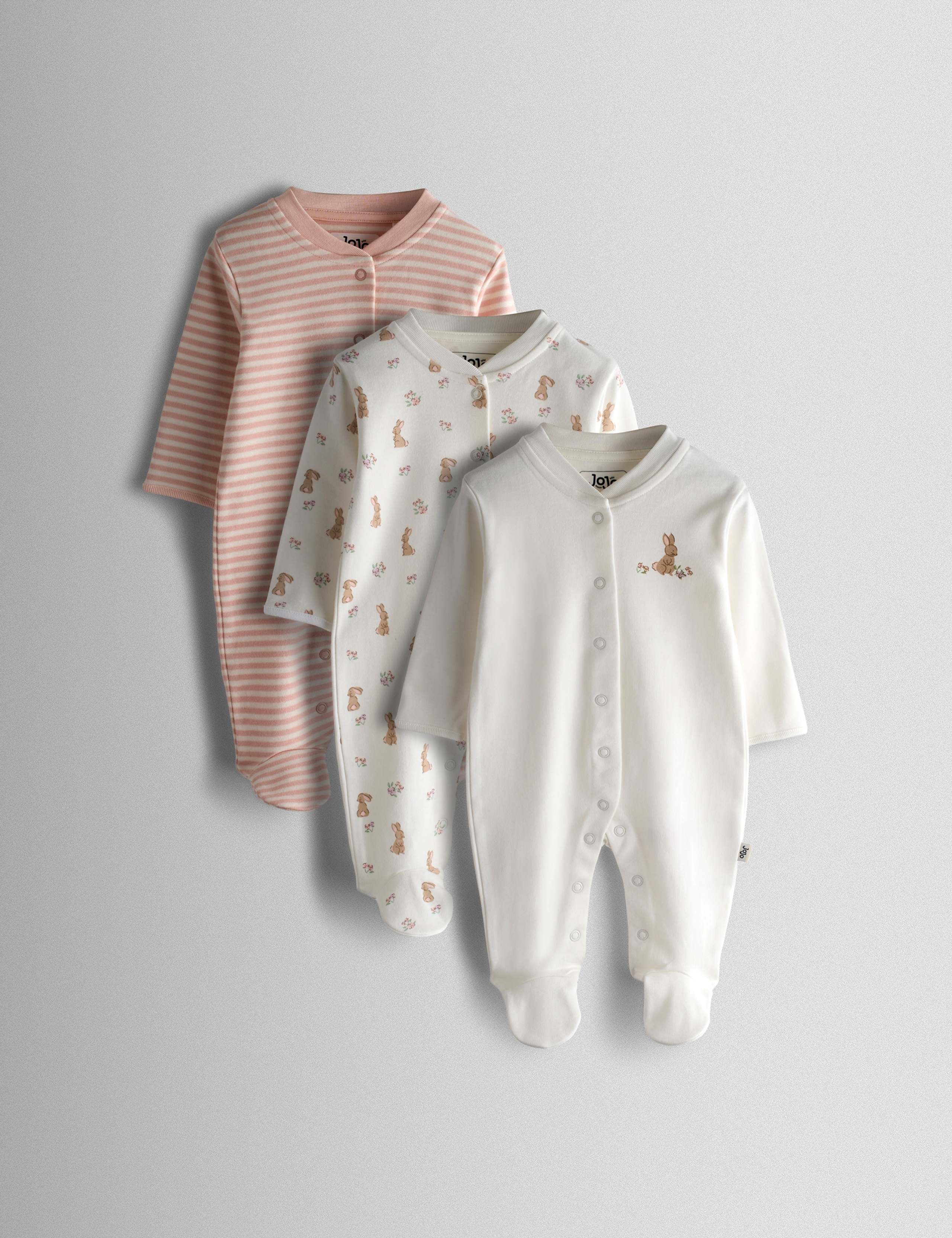 3 Pack Cotton Sleepsuits