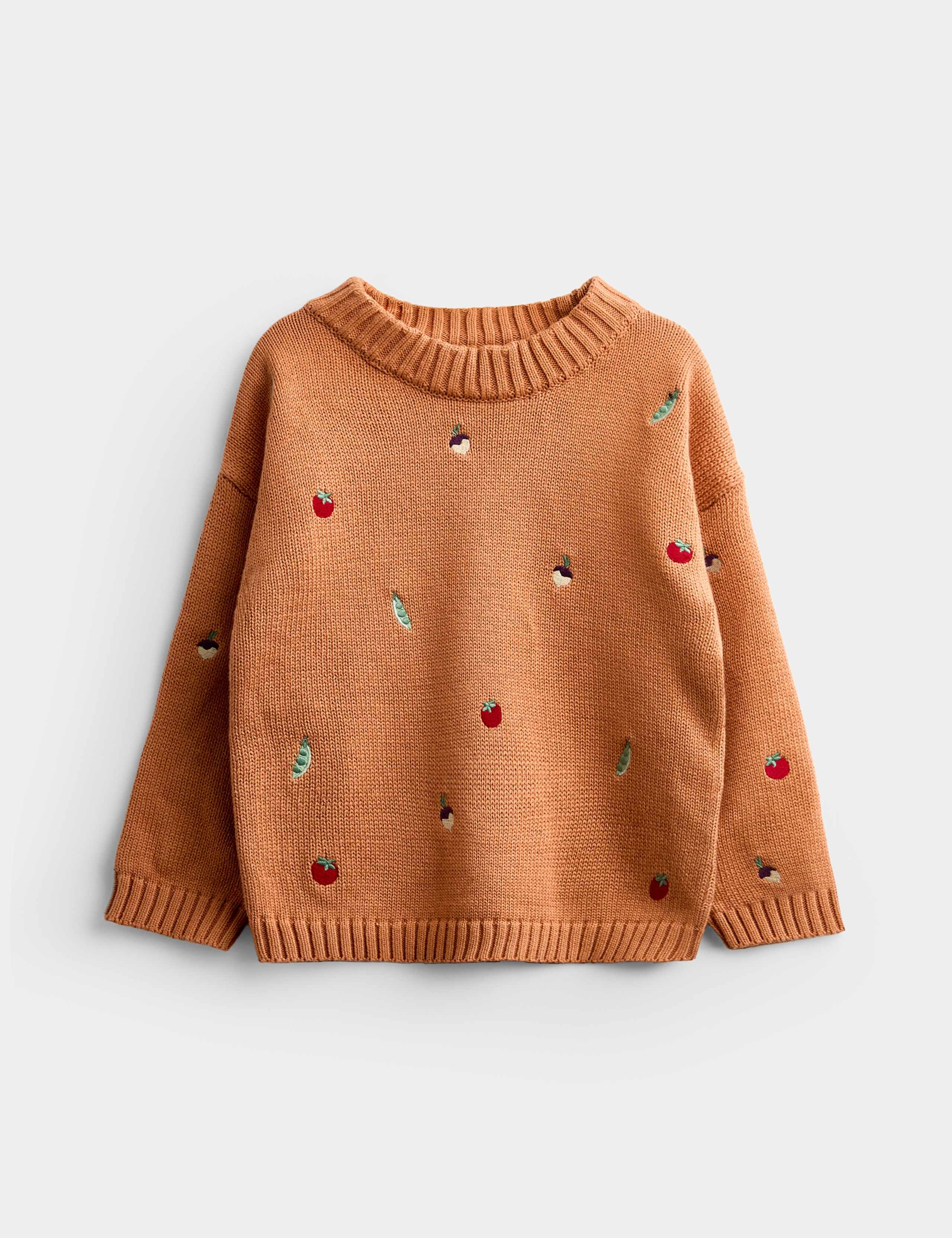 Pure Cotton Harvest Embroidered Knitted Jumper (1-5 Yrs)