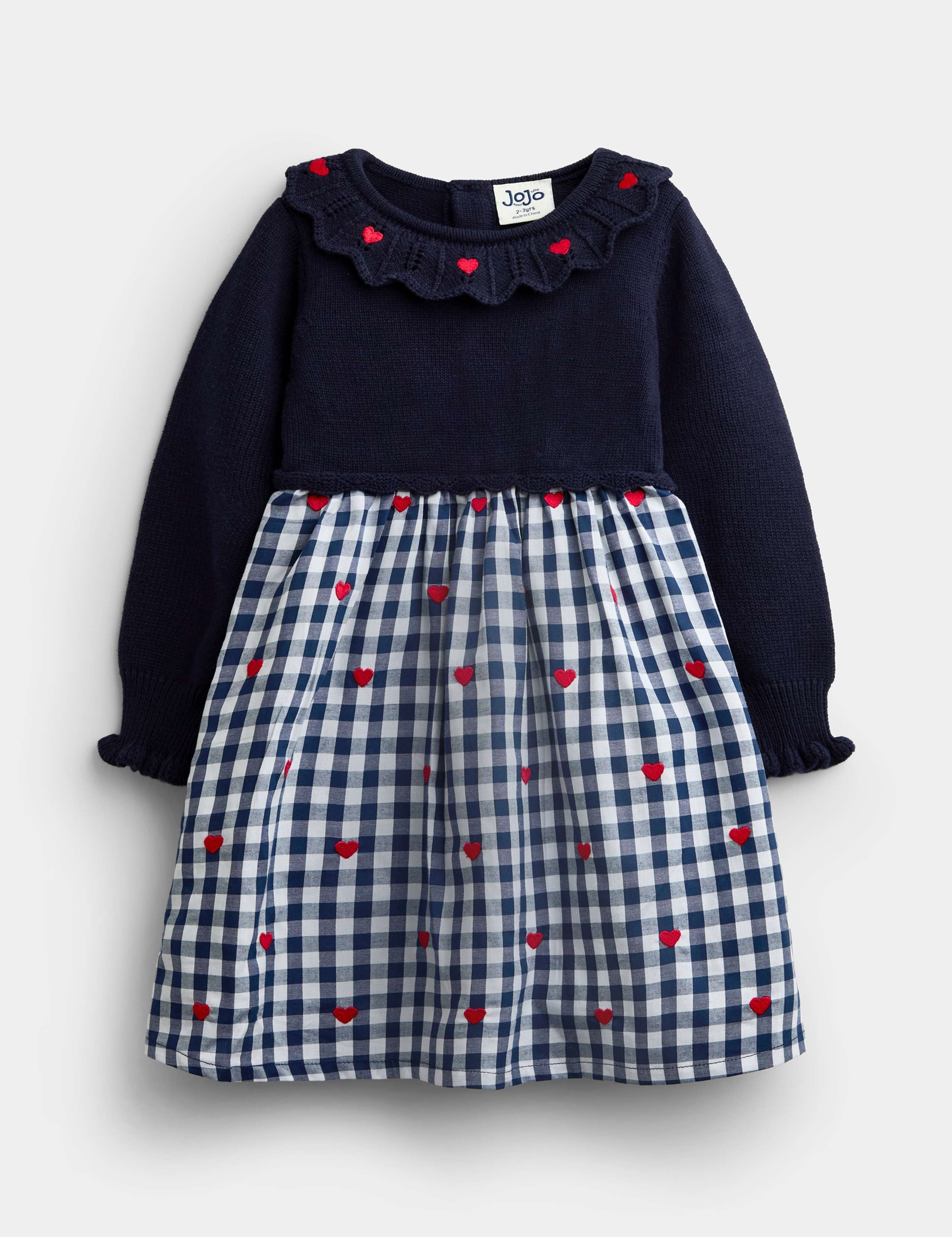 Gingham Heart Knitted Combo Dress