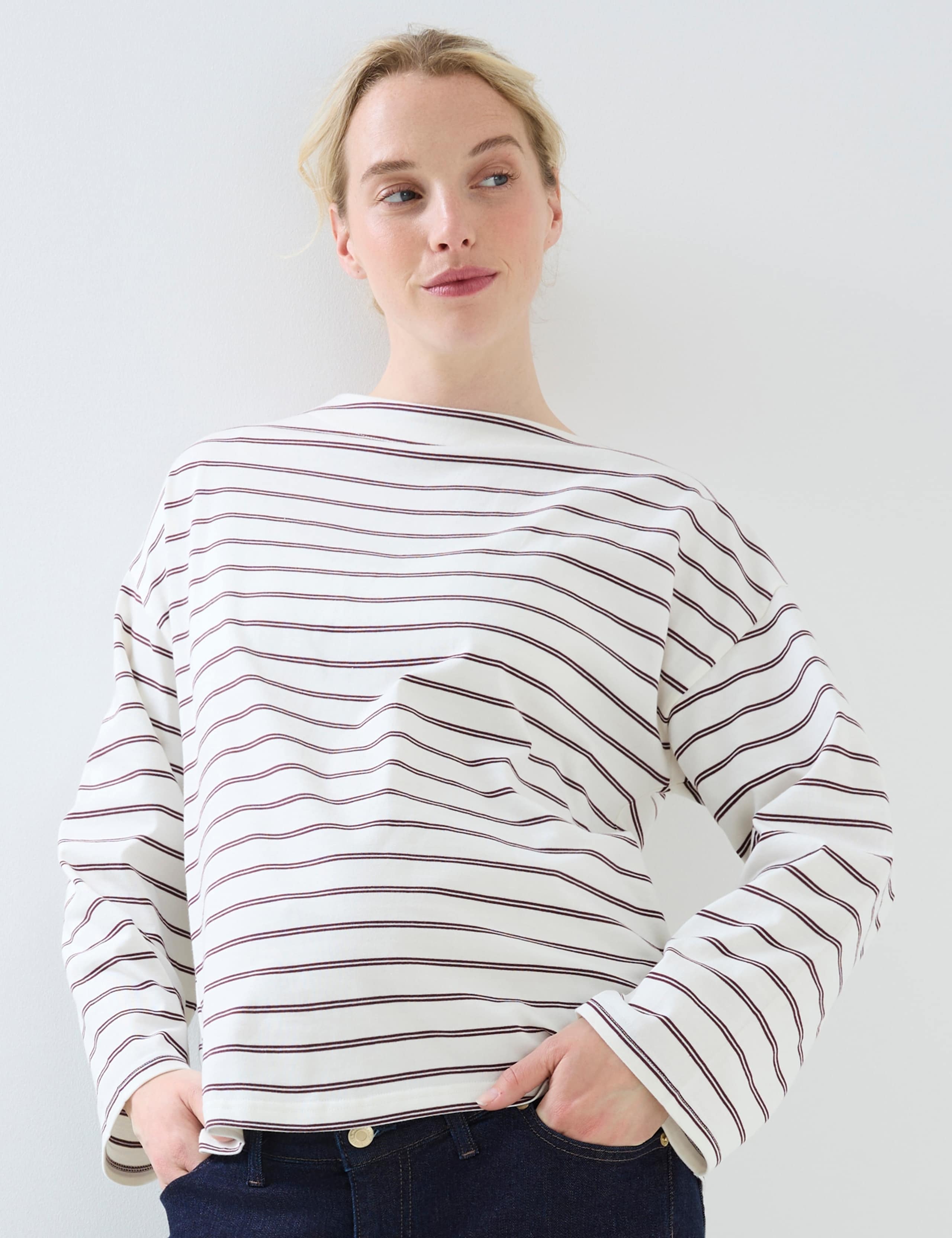Pure Cotton Striped Oversized T-Shirt