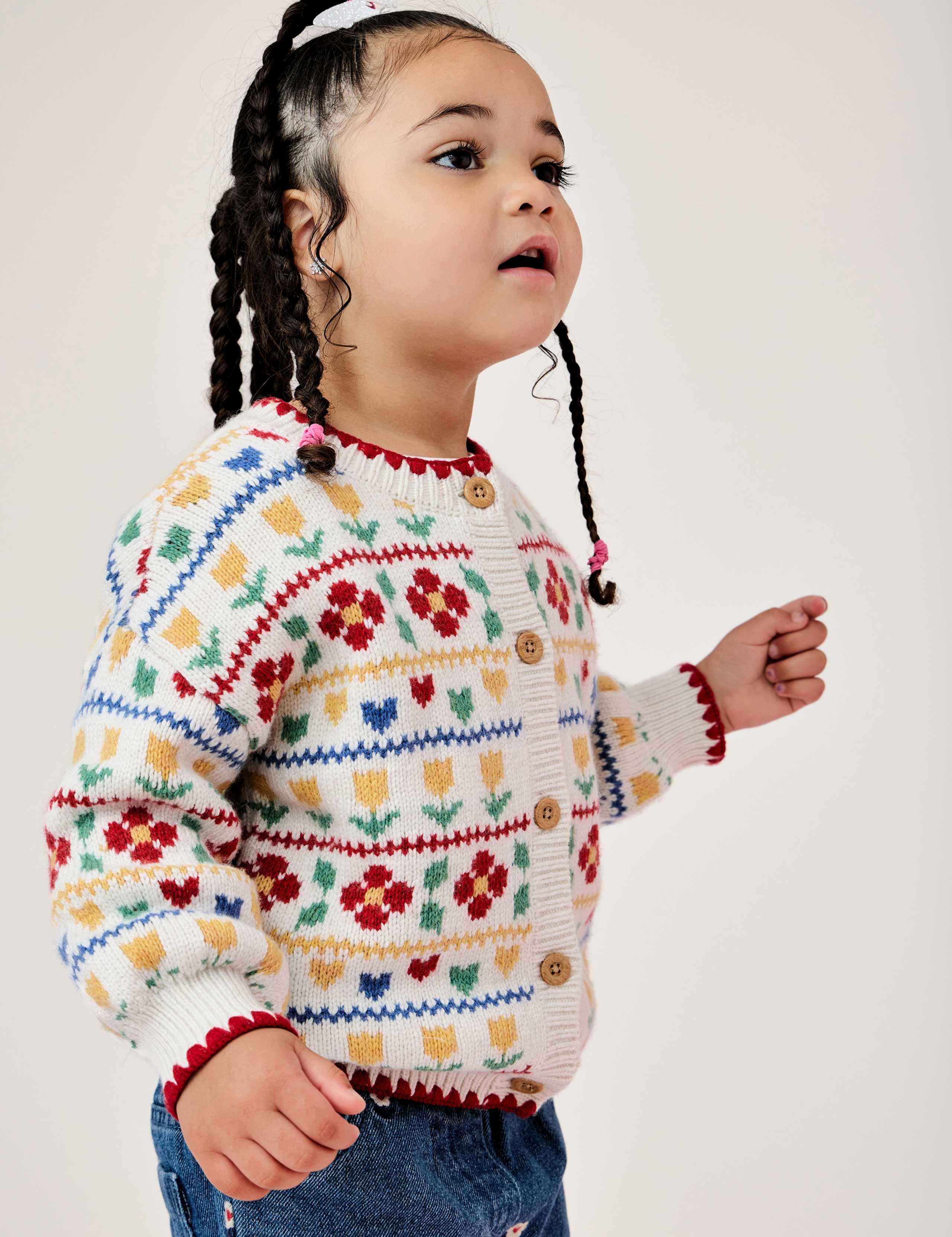 Floral Heart Print Oversized Cardigan