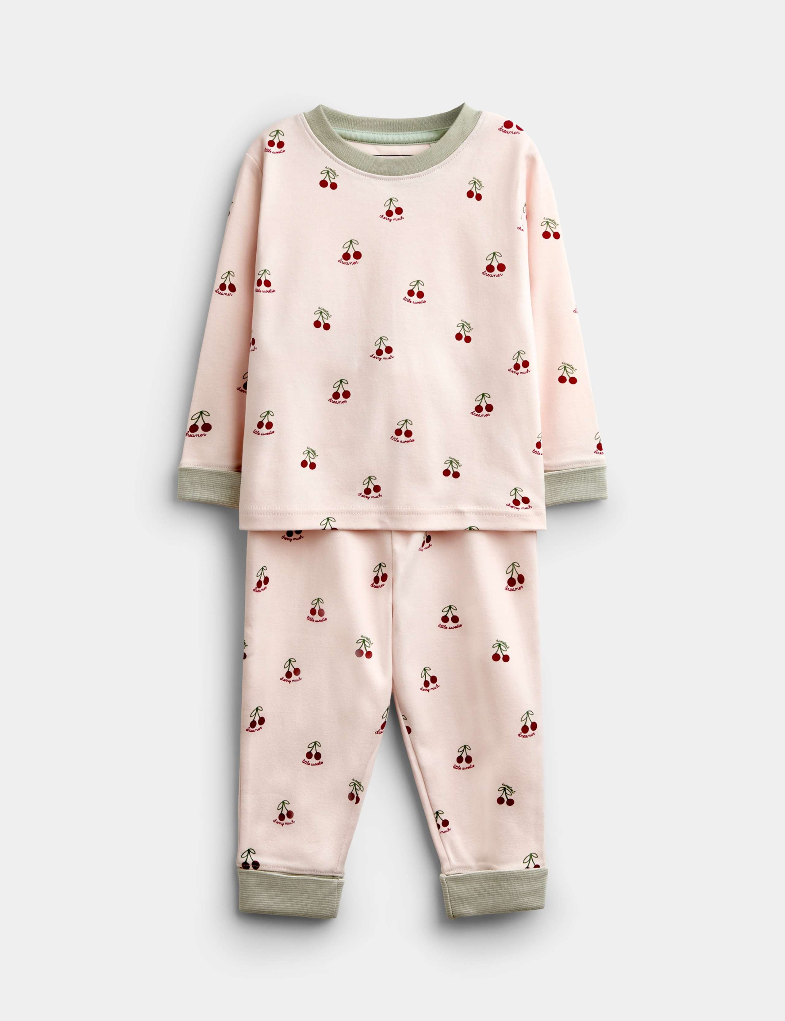 Pure Cotton Cherry Print Pyjama Set